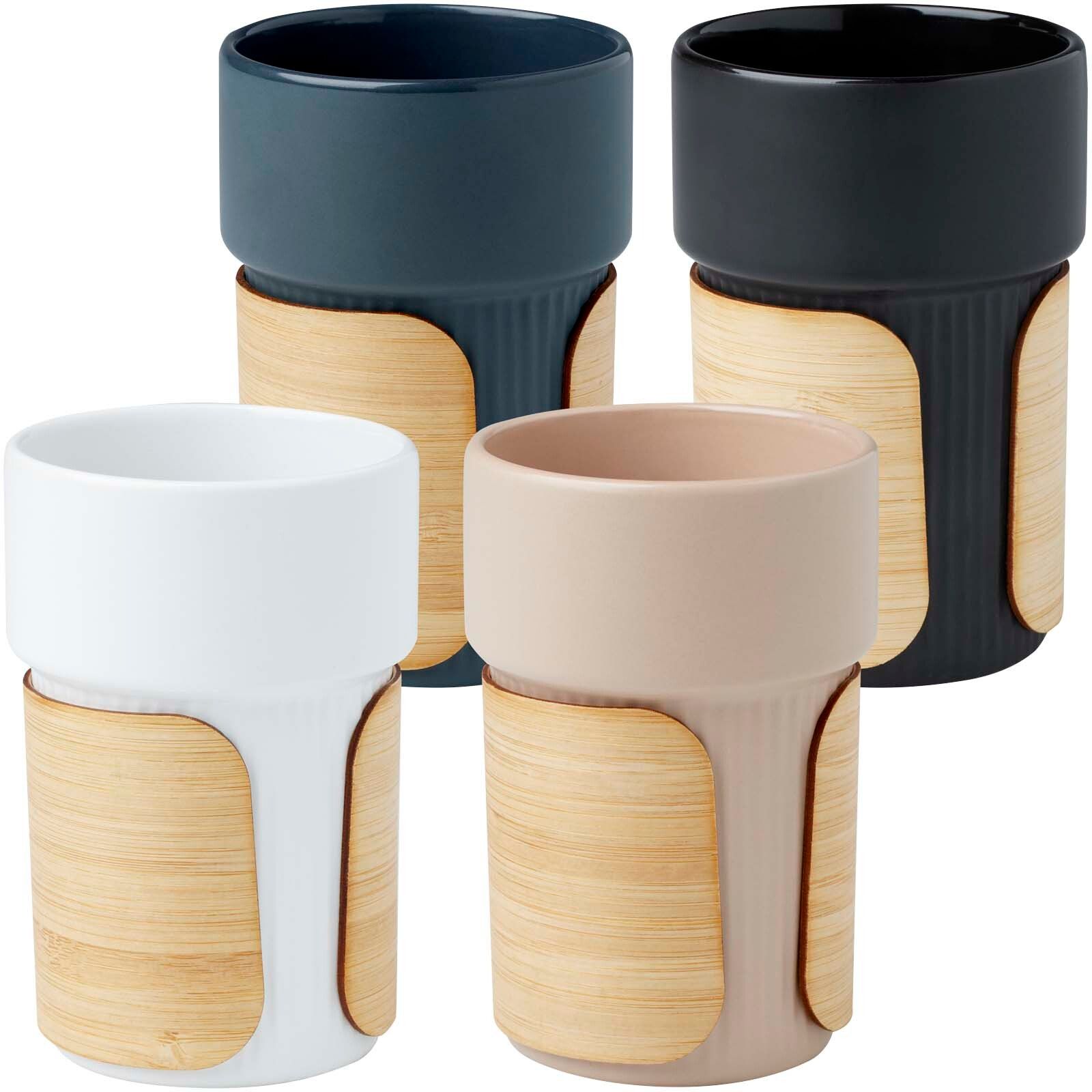 Fika 340 ml Becher mit Bambushülle - oatmeal-810