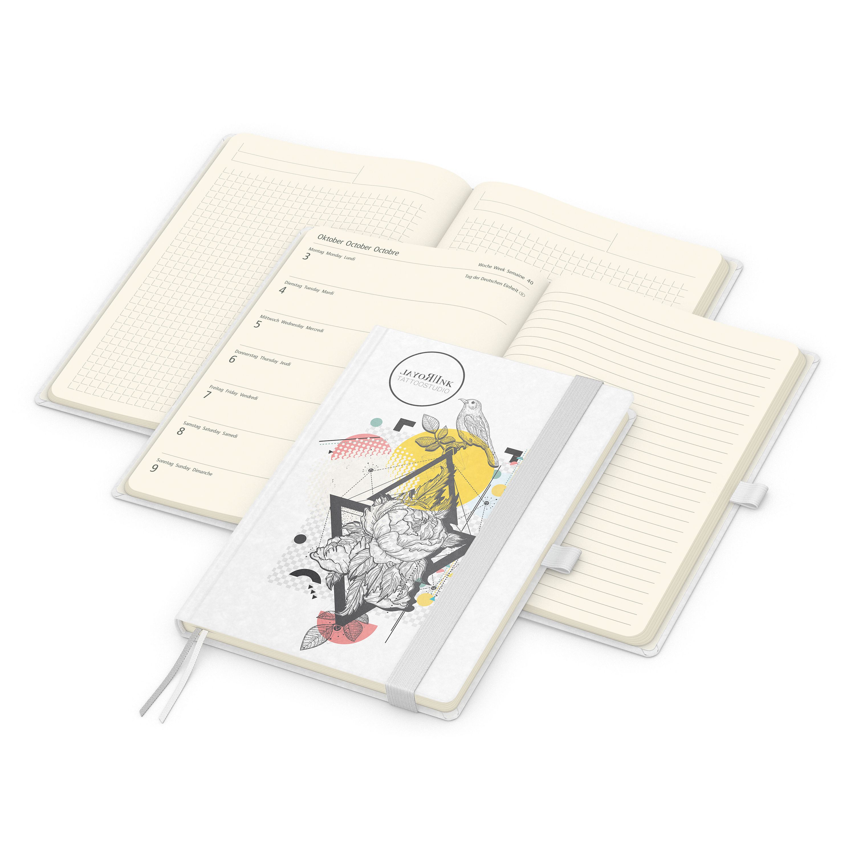 Wochenkalender links + Notizen rechts Match-Hybrid, Naturpapier weiß, weiß-33