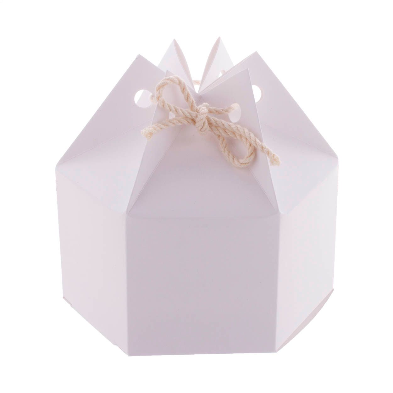 CreaBox HexaCord M Sechseckige Geschenkbox (130 x 113 x 118 mm) - weiß-190