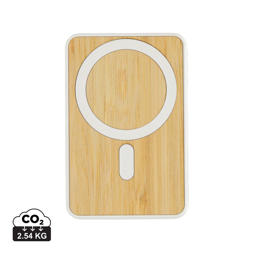 Zen 5000mAh 5W magnetische Bambus-Powerbank aus RCS rPlastik - weiß-362
