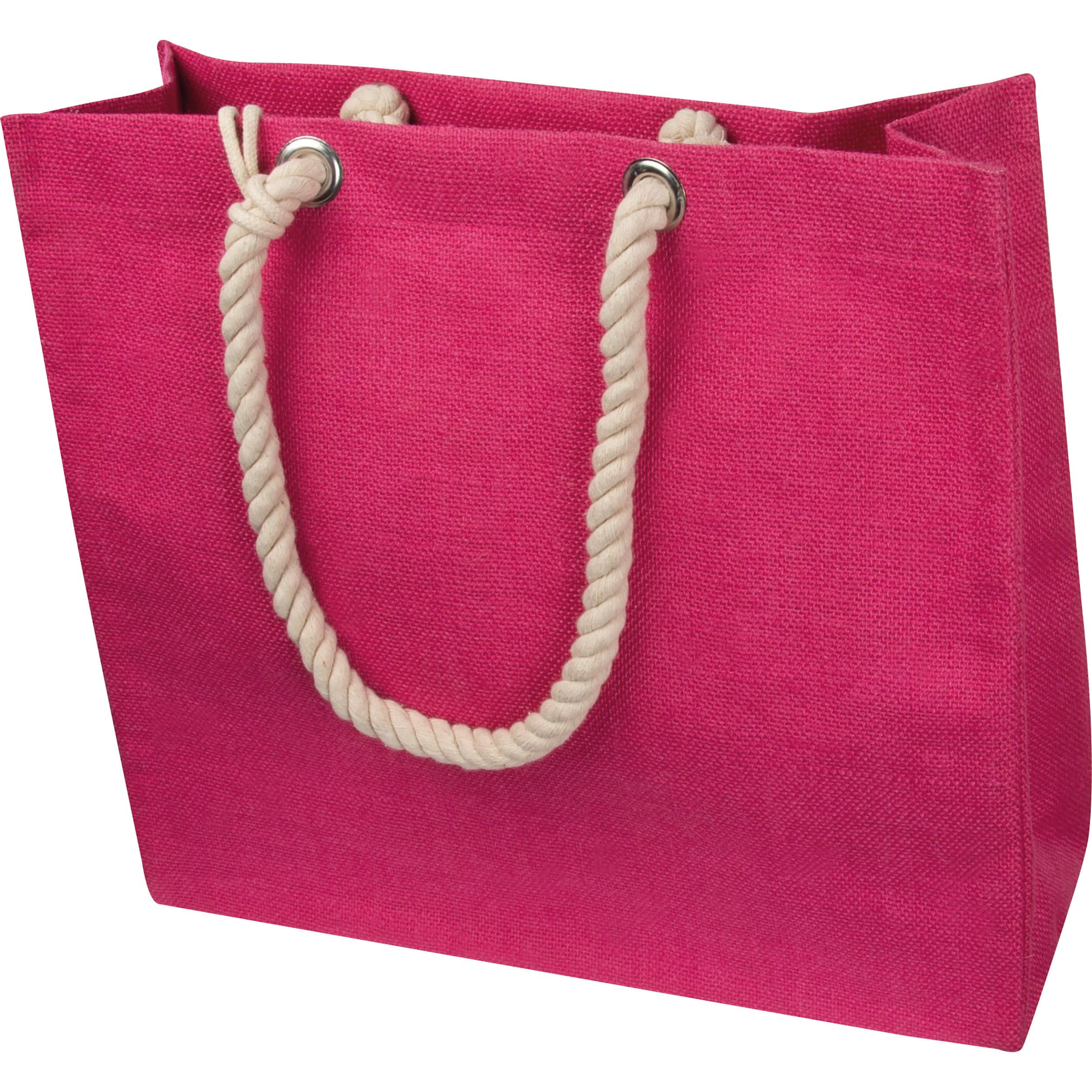 Jutetasche mit Kordelgriffen - pink-573
