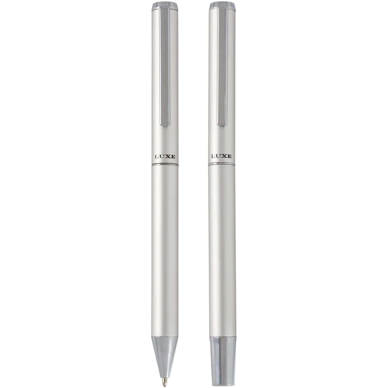 Lucetto Set mit Kugelschreiber und Tintenroller aus recyceltem Aluminium (schwarze Mine) - silber-497