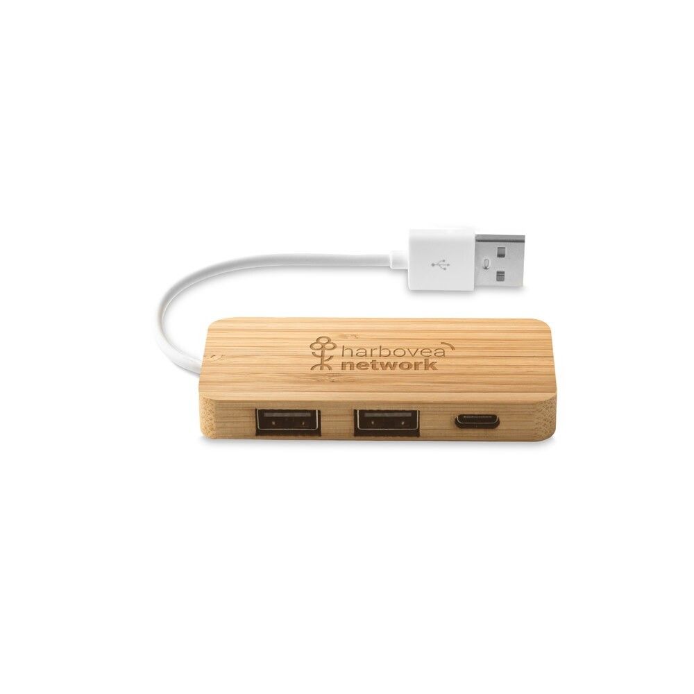 MOSER HUB mit 2 USB-A und 1 USB-C Anschluss aus Bambus - natur-210