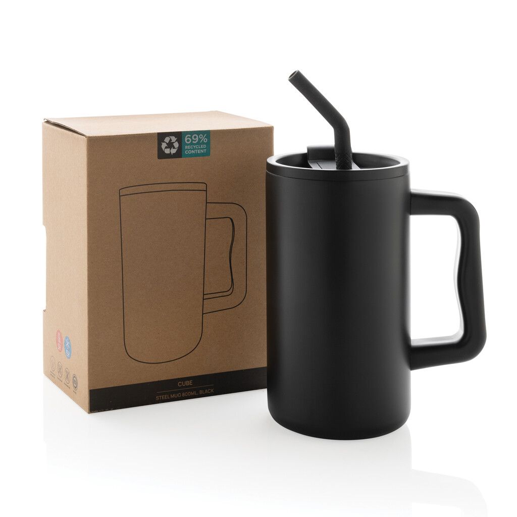 Cube Becher aus RCS recyceltem Stahl 800ml - schwarz-581