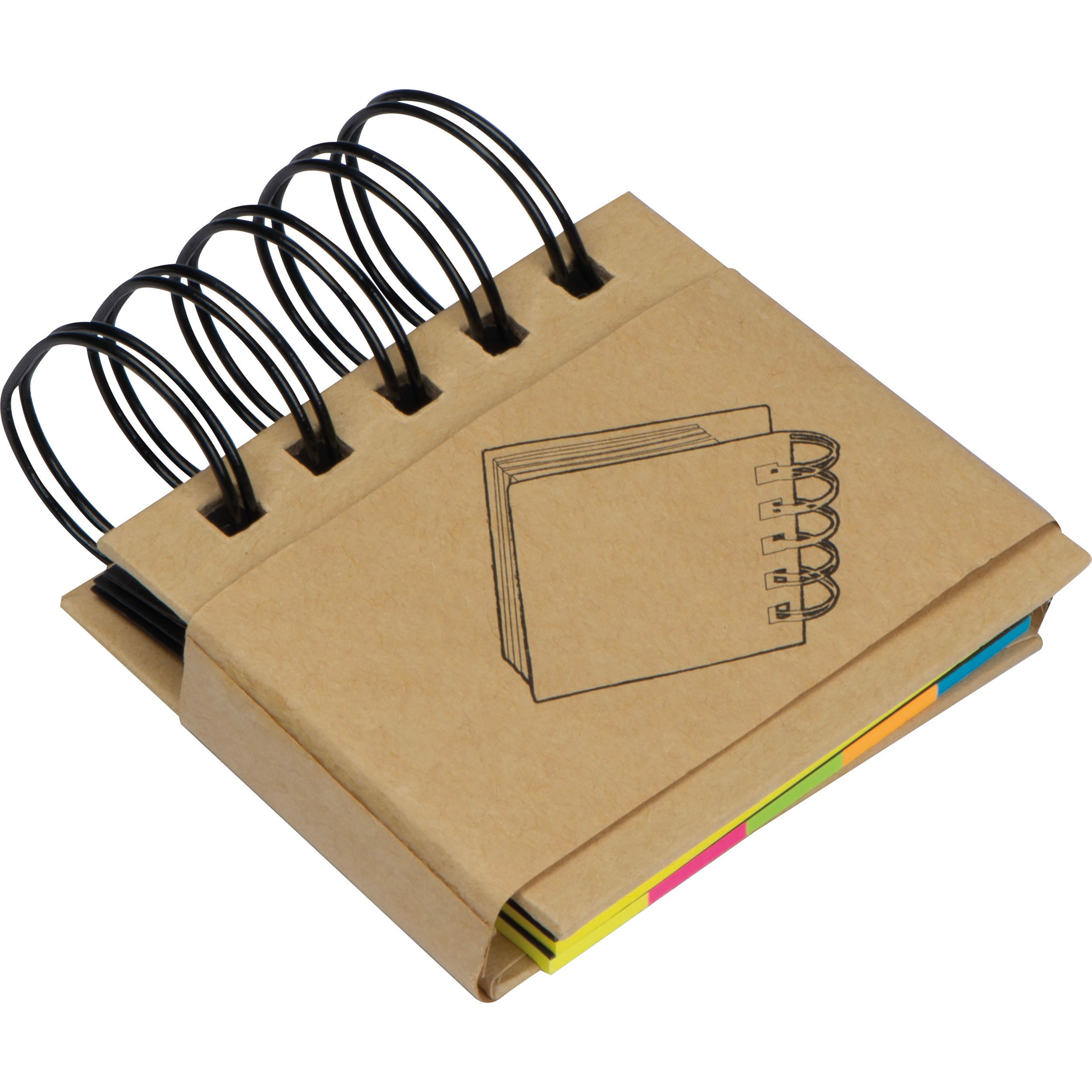 Kleines Ringbuch mit Haftmarkerstreifen und Haftnotizen - braun-202