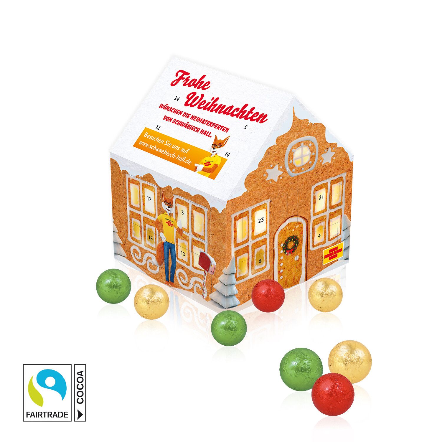 Adventskalender "Weihnachtshaus" Classic mit Fairtrade® Schokolade-293