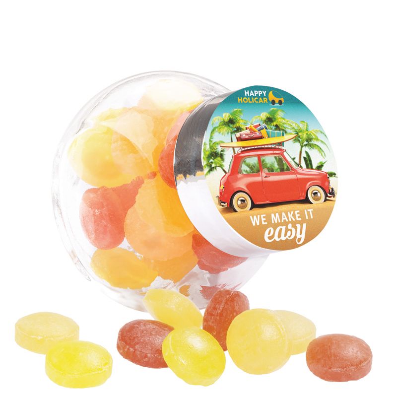 Bonbonglas Mini, Papier-Etikett, Mini Bonbons Fruchtmix-77