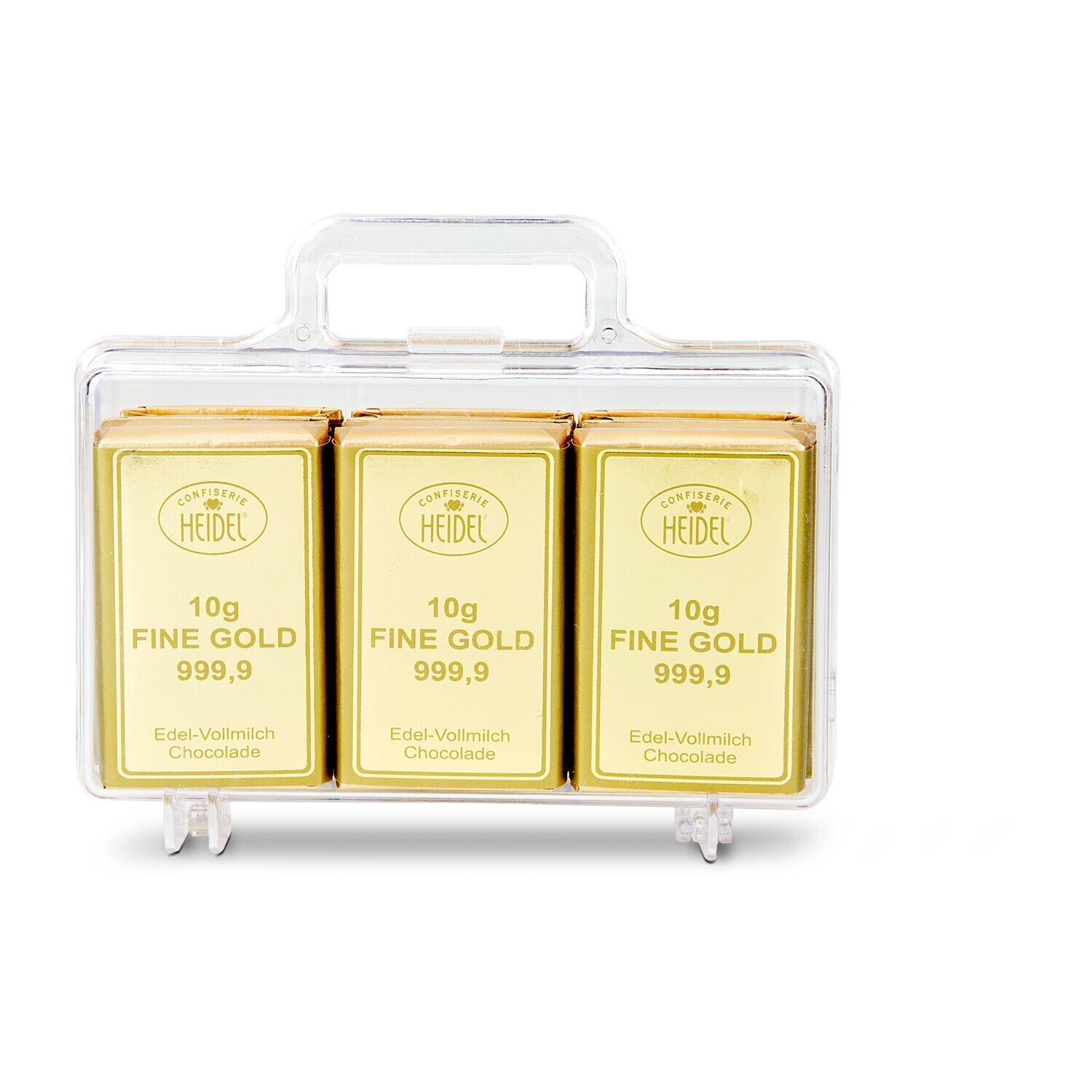 Frohe Ostern Goldkoffer mit 12 Goldbarren, Edelvollmilch-Schokolade (120 g)-967