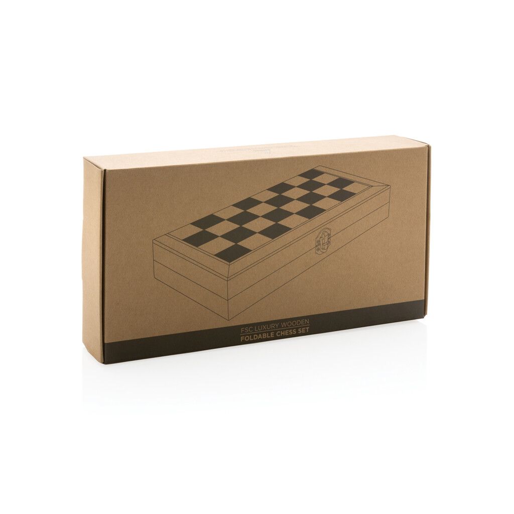 Faltbares Schachspiel aus Holz - braun-175