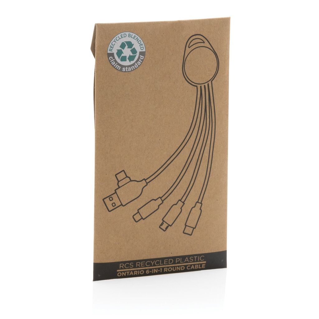rundes Ontario 6-in-1 Kabel aus RCS recyceltem Kunststoff - weiß-712