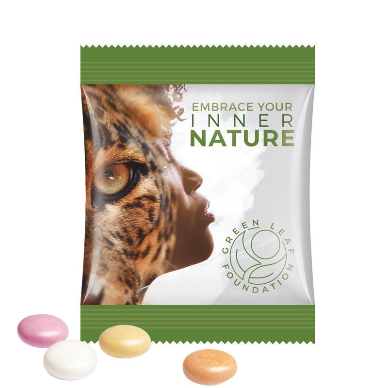 Minitüte, 8 g, Folie weiß, Mentos Kaudragee Fruit-778