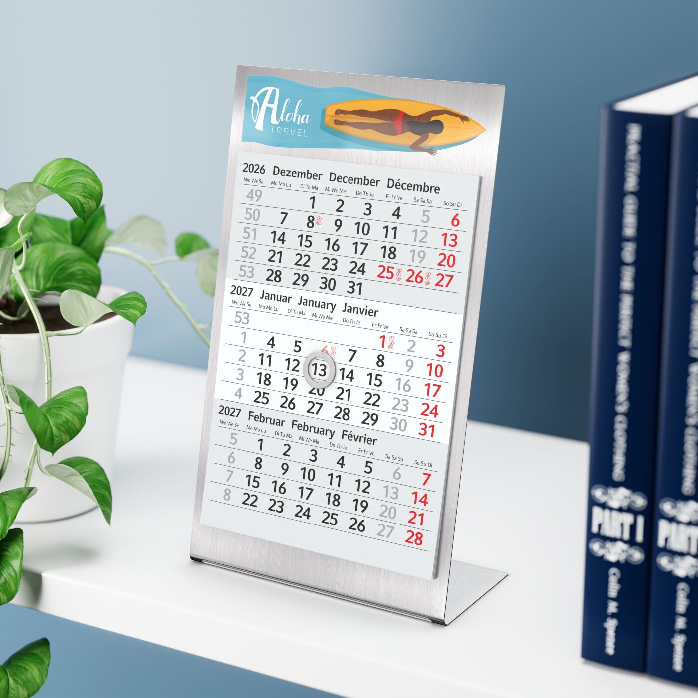 Tischkalender Desktop 3 Steel, 1 Jahr-804