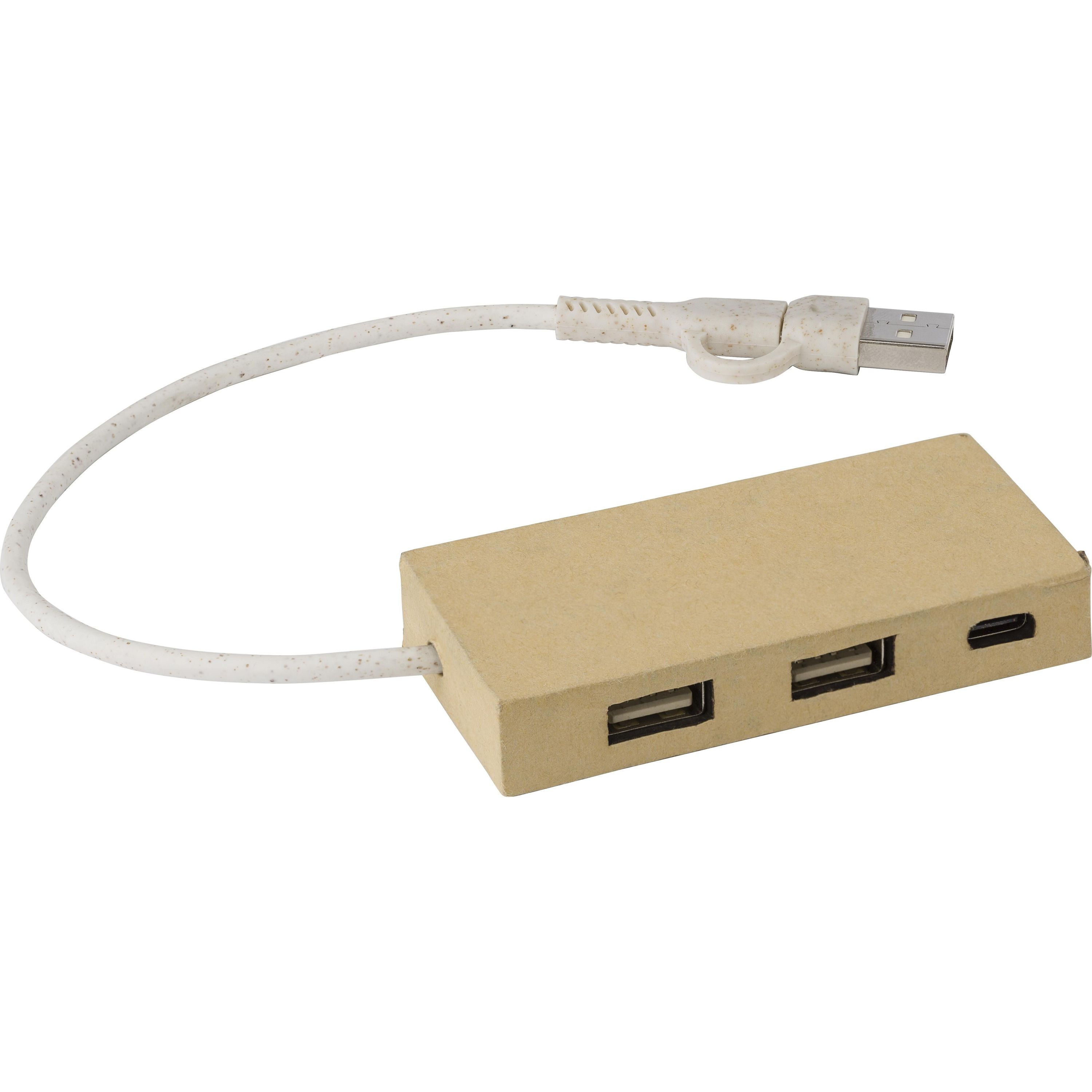 USB-Hub aus Aluminium und recyceltem Papier Paulo - braun-255
