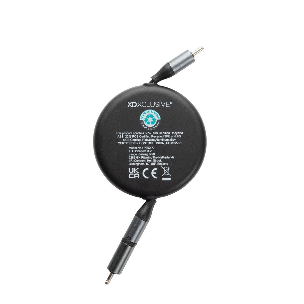 Terra ausziehbares 240W 2-in-1 Kabel aus RCS rec. Aluminium - schwarz-663