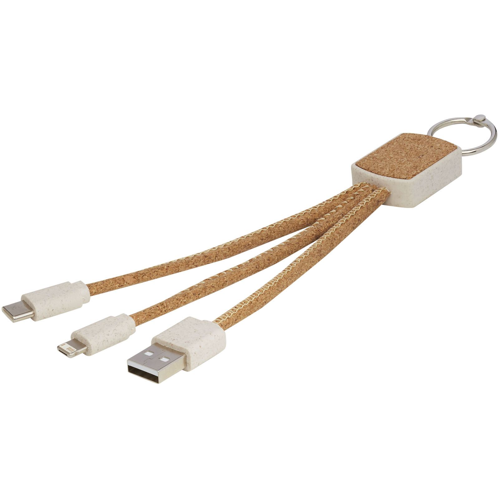 Bates Weizenstroh und Kork 3-in-1 Ladekabel - natur-890