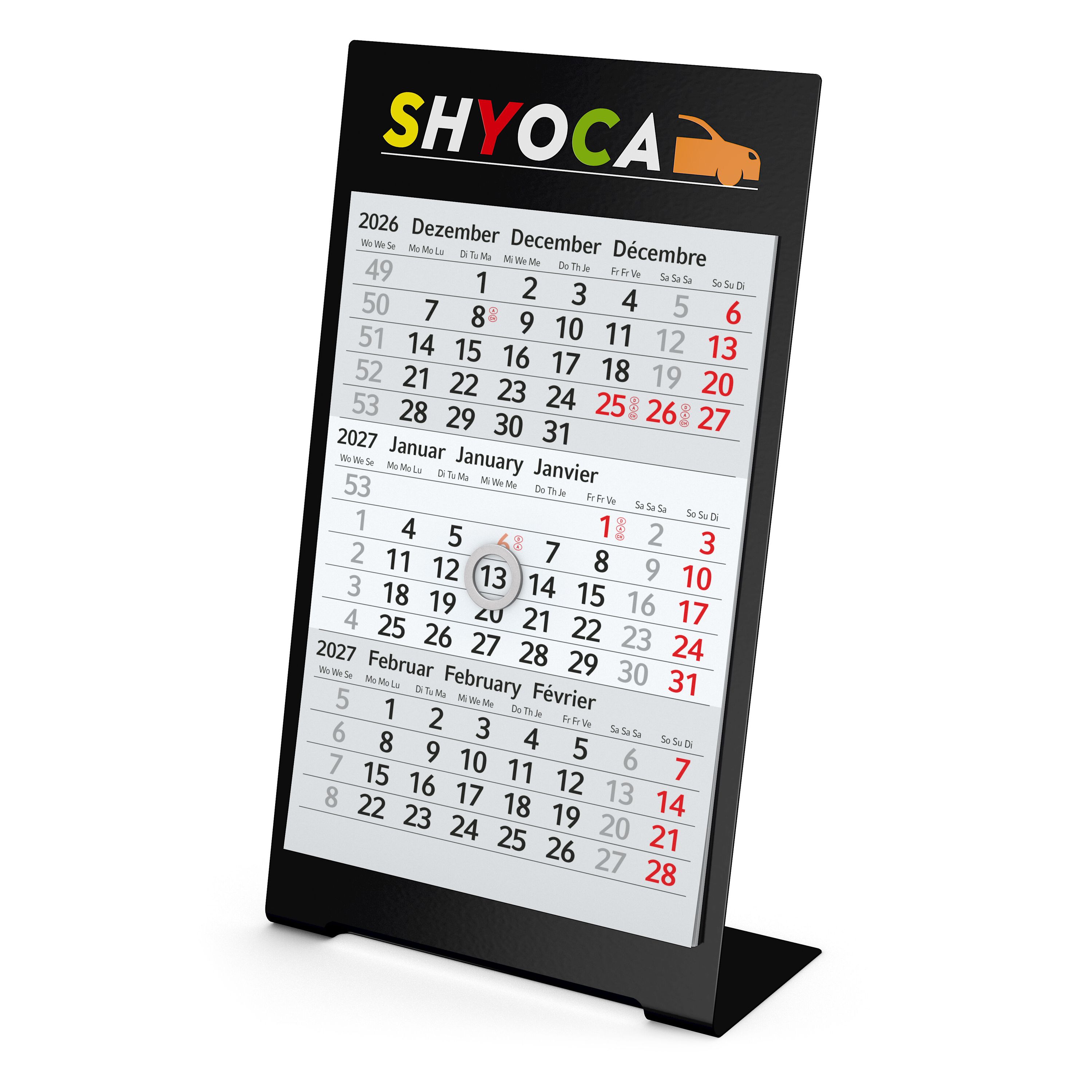 Tischkalender Desktop 3 Color, 1 Jahr, schwarz-388