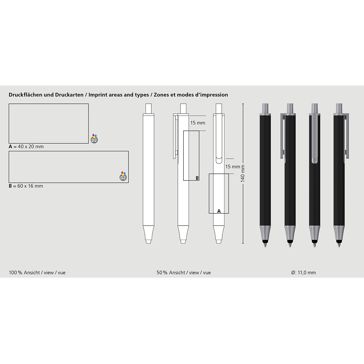 Druckkugelschreiber Flute stylus softtouch PPs - softtouch schwarz-679