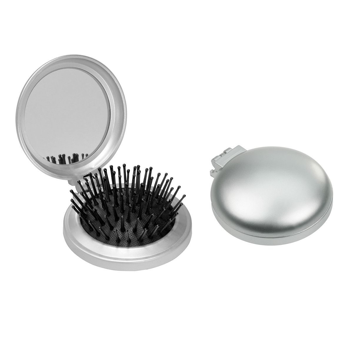 Haarbürste mit Spiegel - silber, schwarz-491