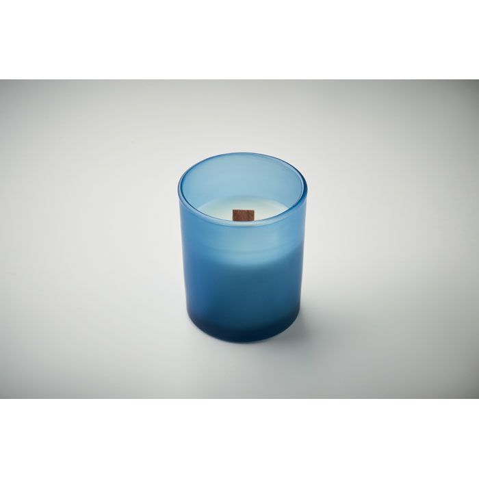 Kerze aus Pflanzenwachs 80 g KIVAS WOOD - blau-451