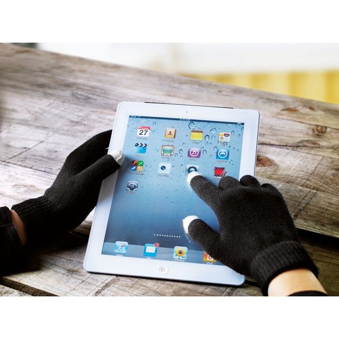 Handschuhe für Smartphone und Tablet in schwarz.