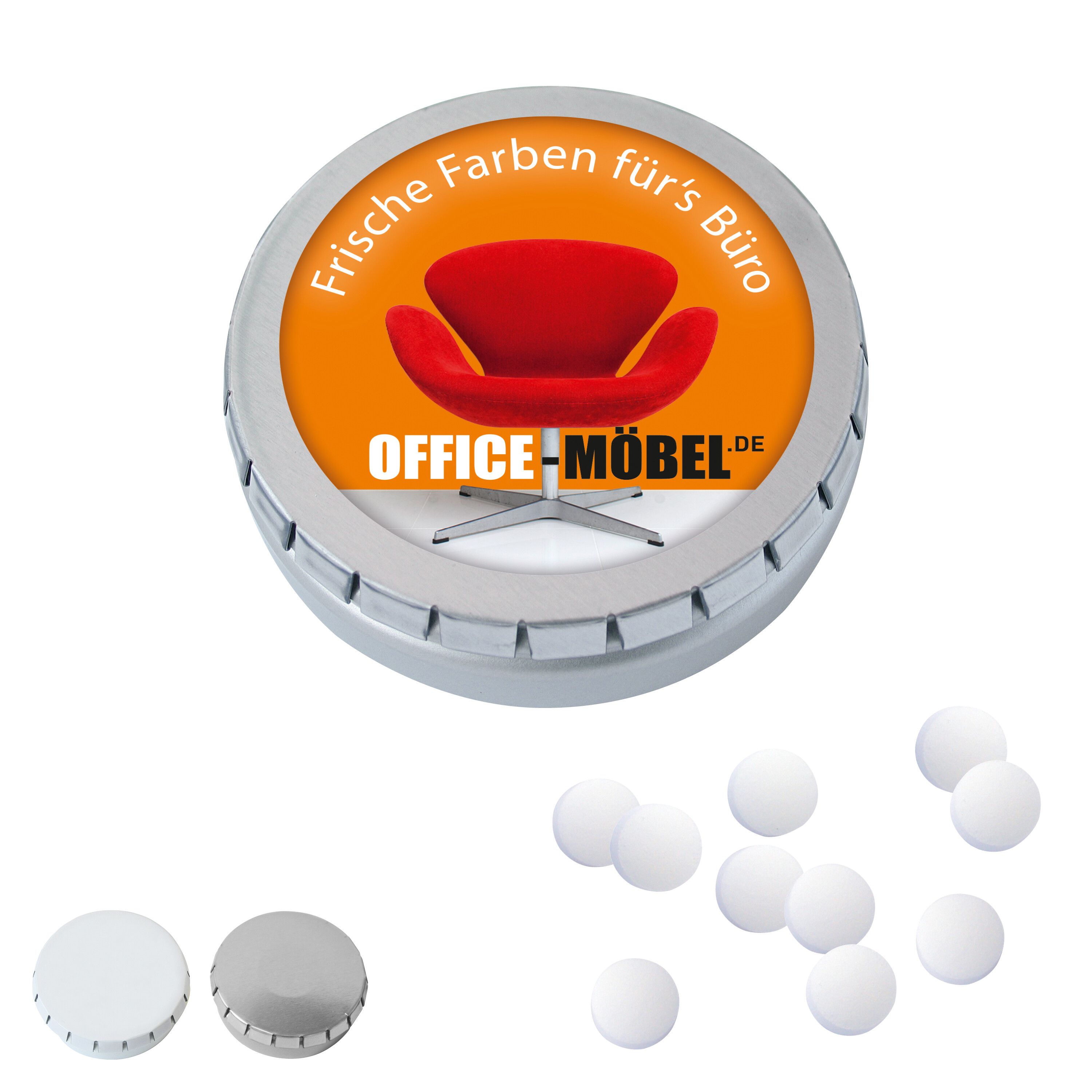MINI-Drück-mich-Dose mit Pfefferminzpastillen, 50g-943