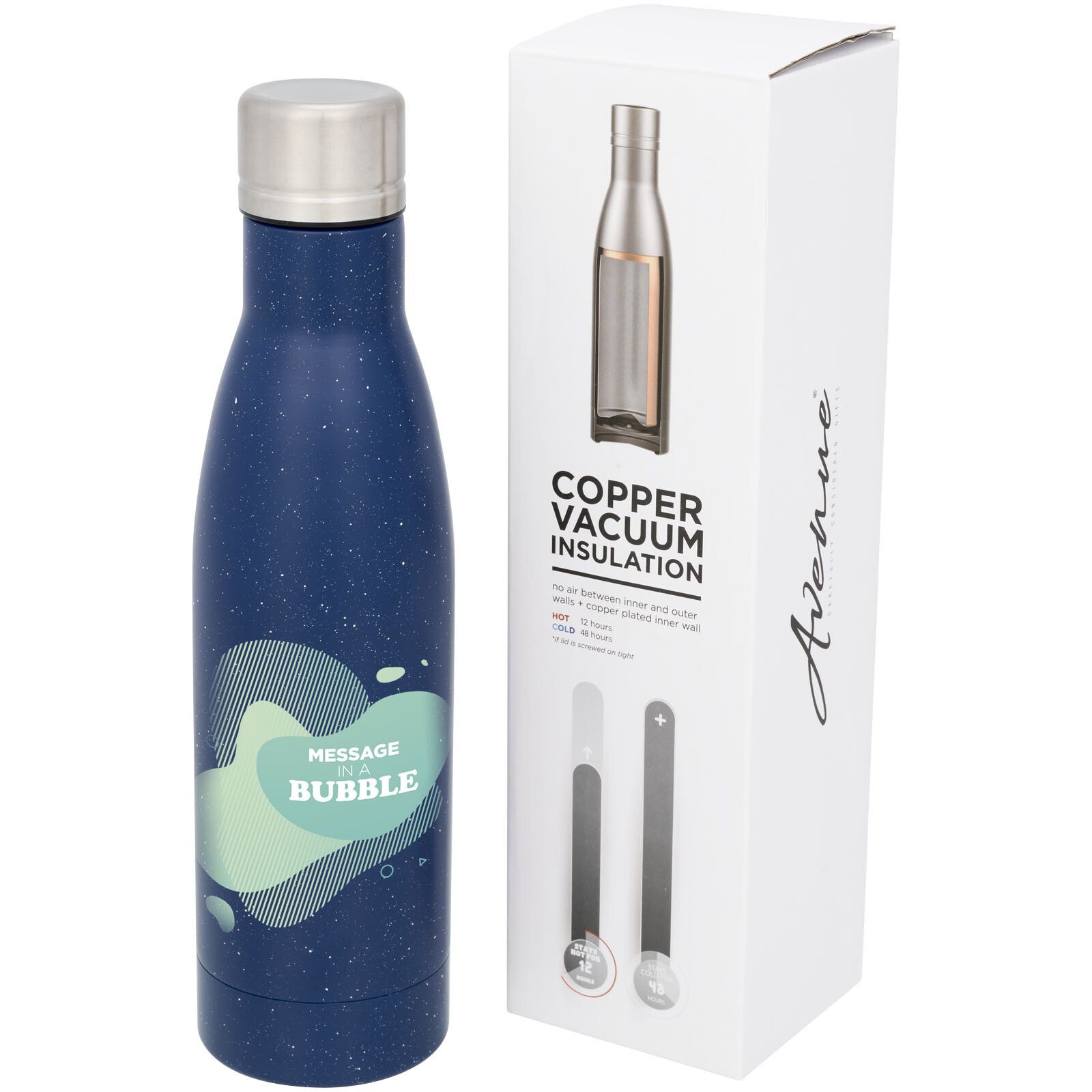 Vasa Kupfer-Vakuum Isolierflasche, gesprenkelt, 500 ml - blau-993