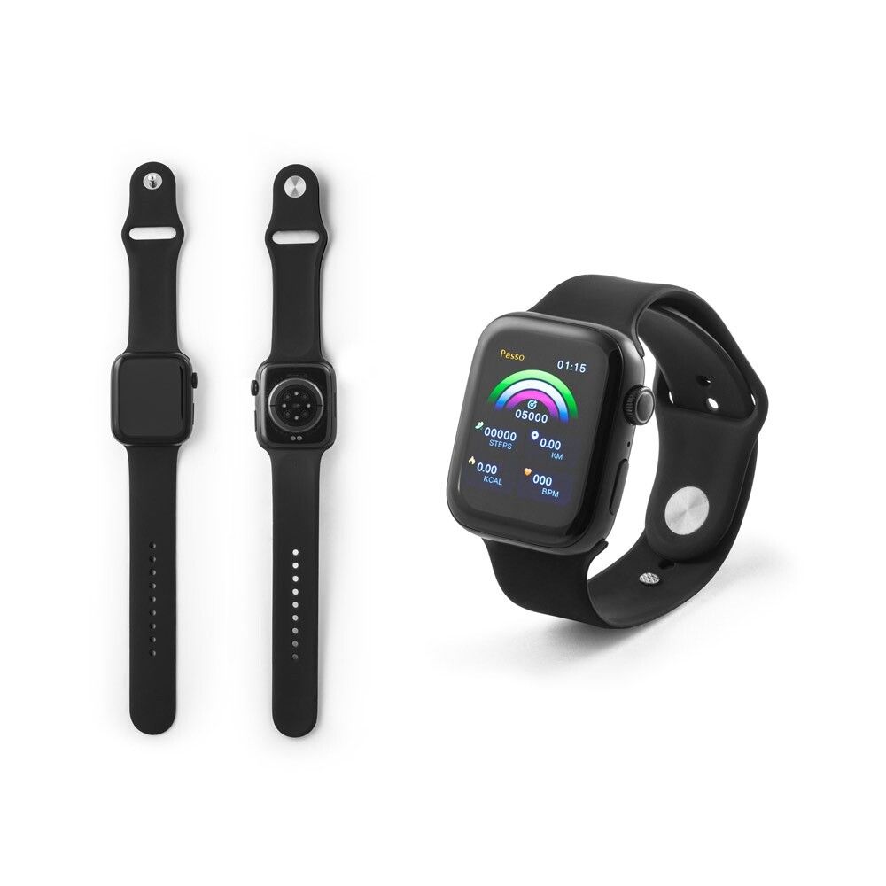 WILES Smartwatch 1.85"-Bildschirm, IPX4, 3 Tage Akku, Silikonarmband - schwarz-309