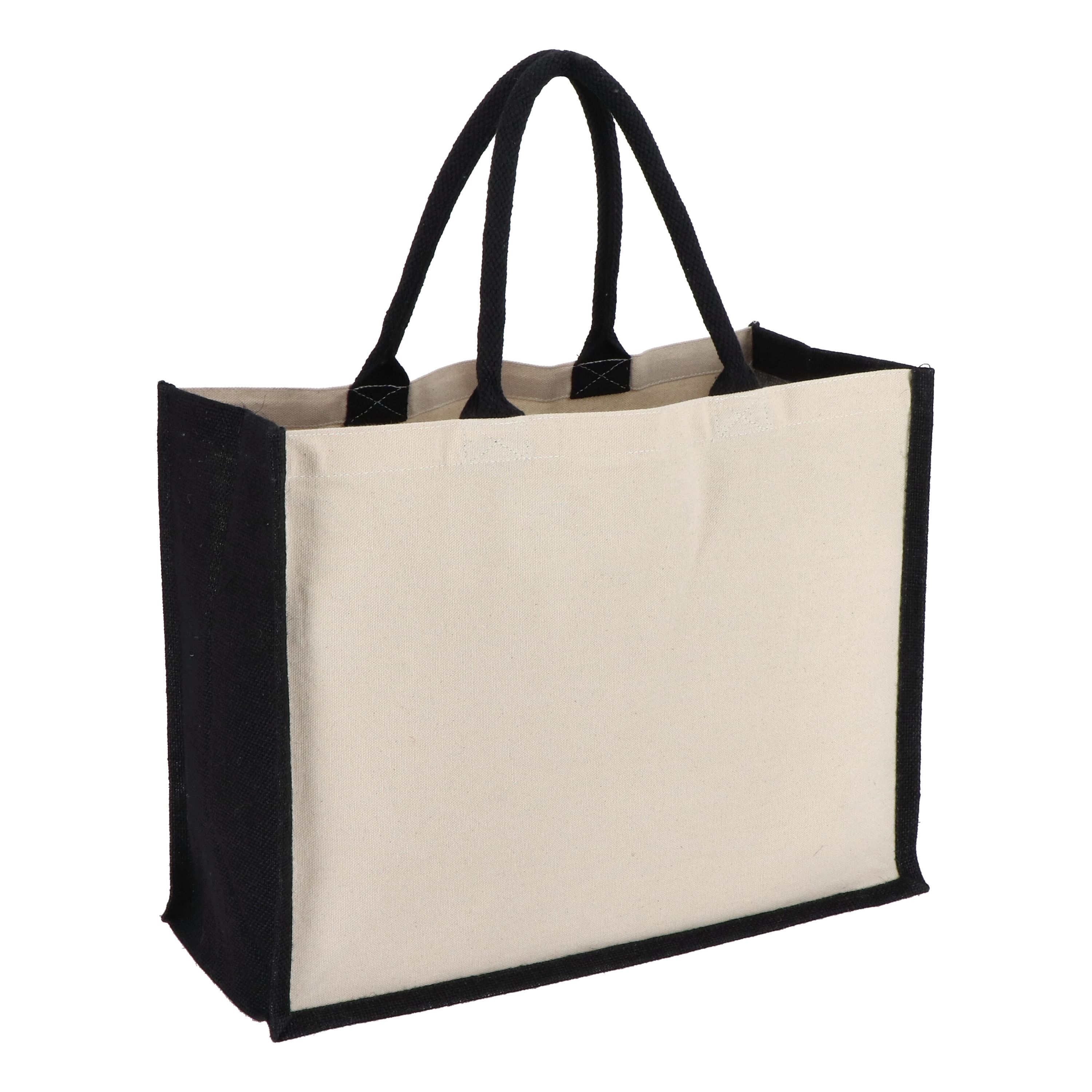 Jute-Baumwolle Tragetasche OEKO-TEX® 42,5 x 19 x 32cm 320g/m² - schwarz-301