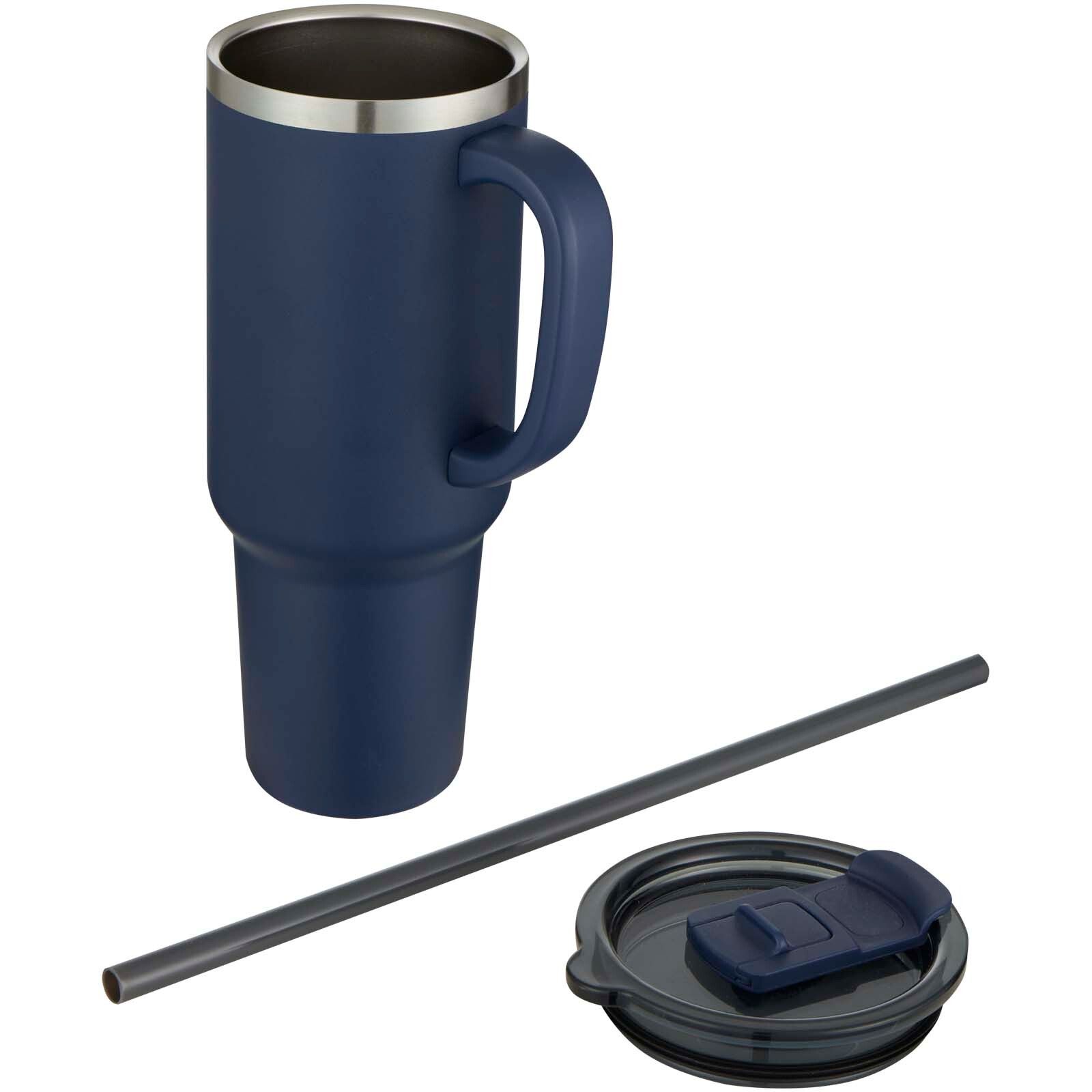 Sydney 1200 ml doppelwandiger RCS-zertifizierter Kupfer-Vakuum Isolierbecher mit Strohhalm - navy-187