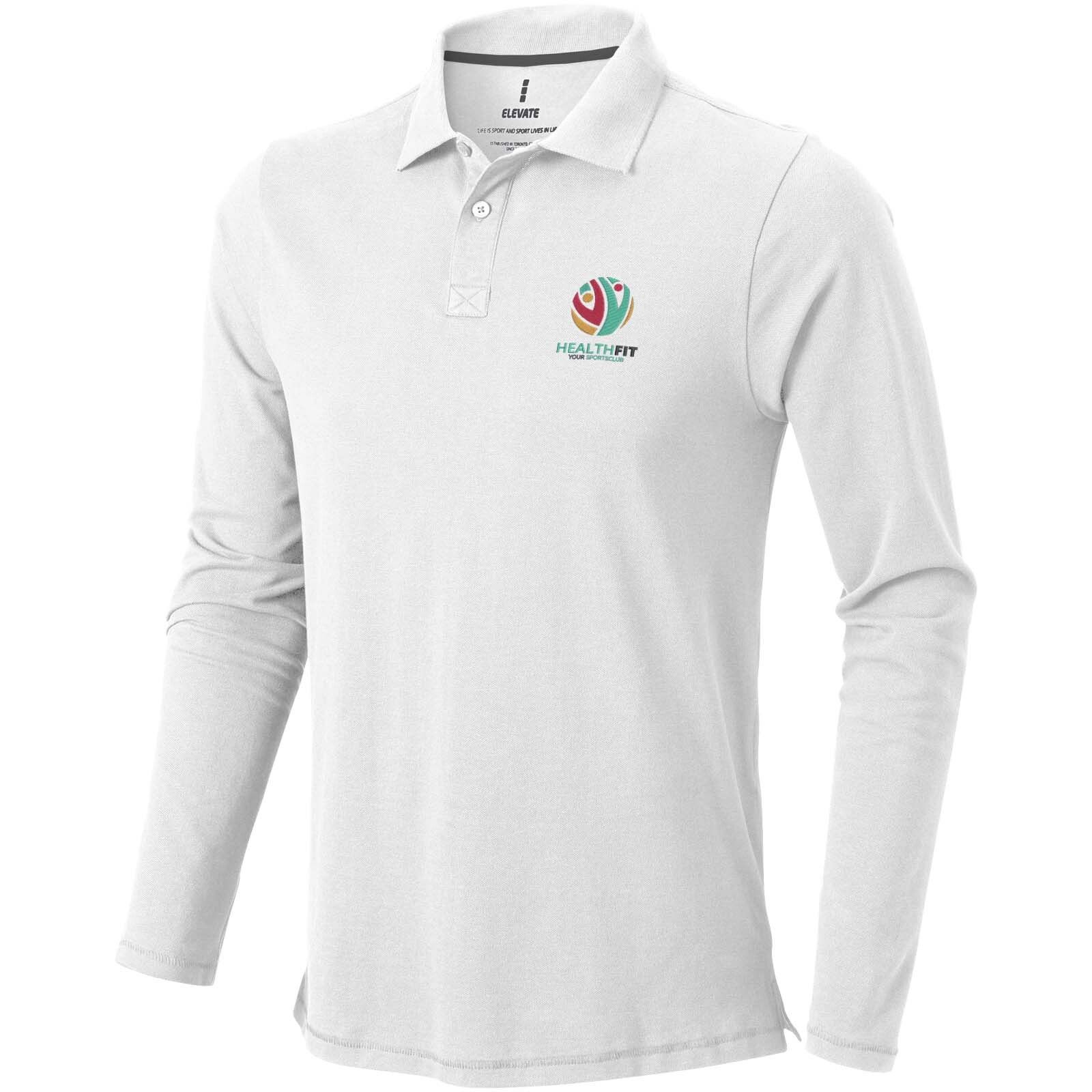 Oakville Langarm Poloshirt für Herren - weiss - L-840