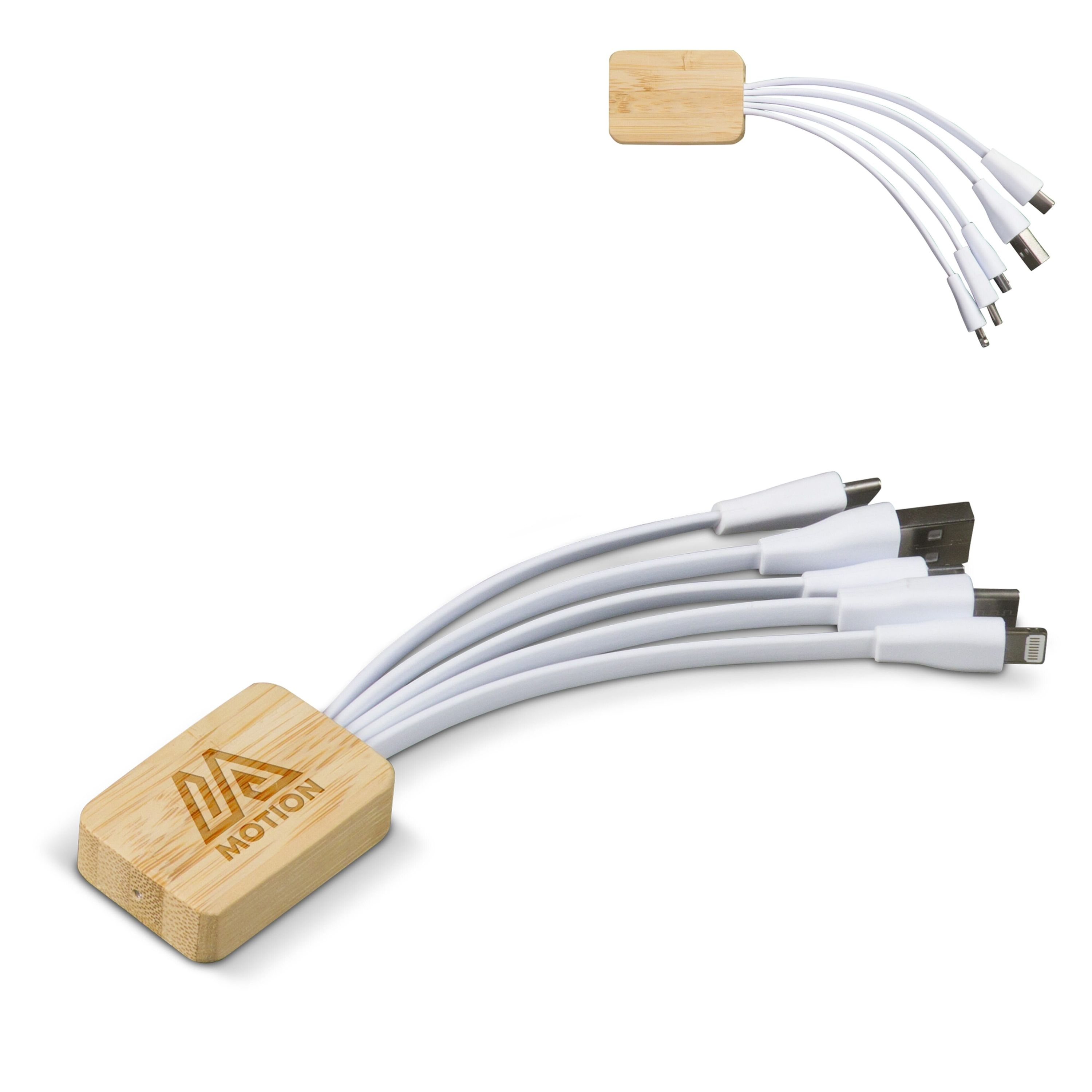 Ladekabel Bambus mit R-PET-Ummantelung - weiss-729