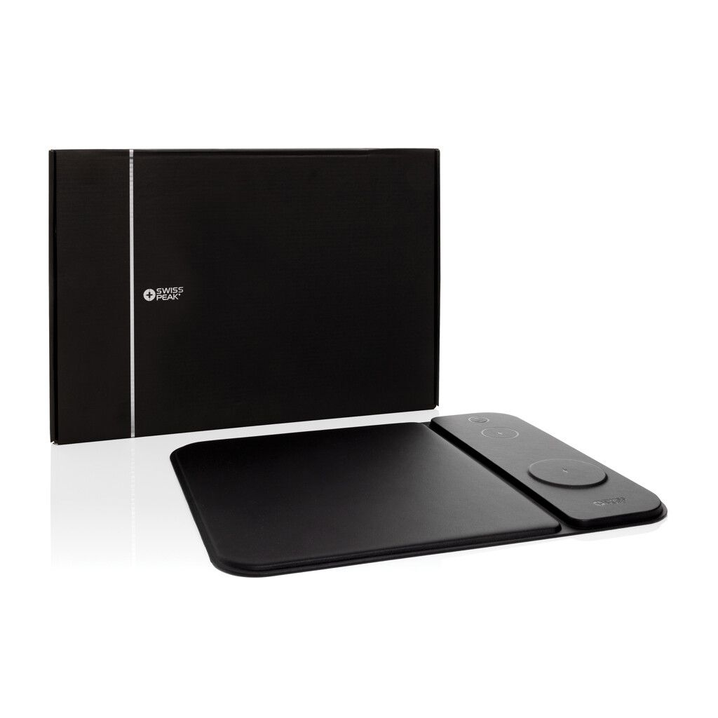 Swiss Peak 15W 3-in-1 Lade-Mauspad aus RCS recyceltem PU - schwarz-693