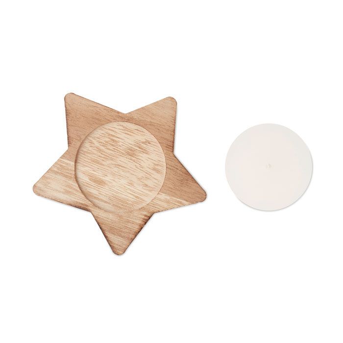 Kerze mit Halter LOTUS - holz-598
