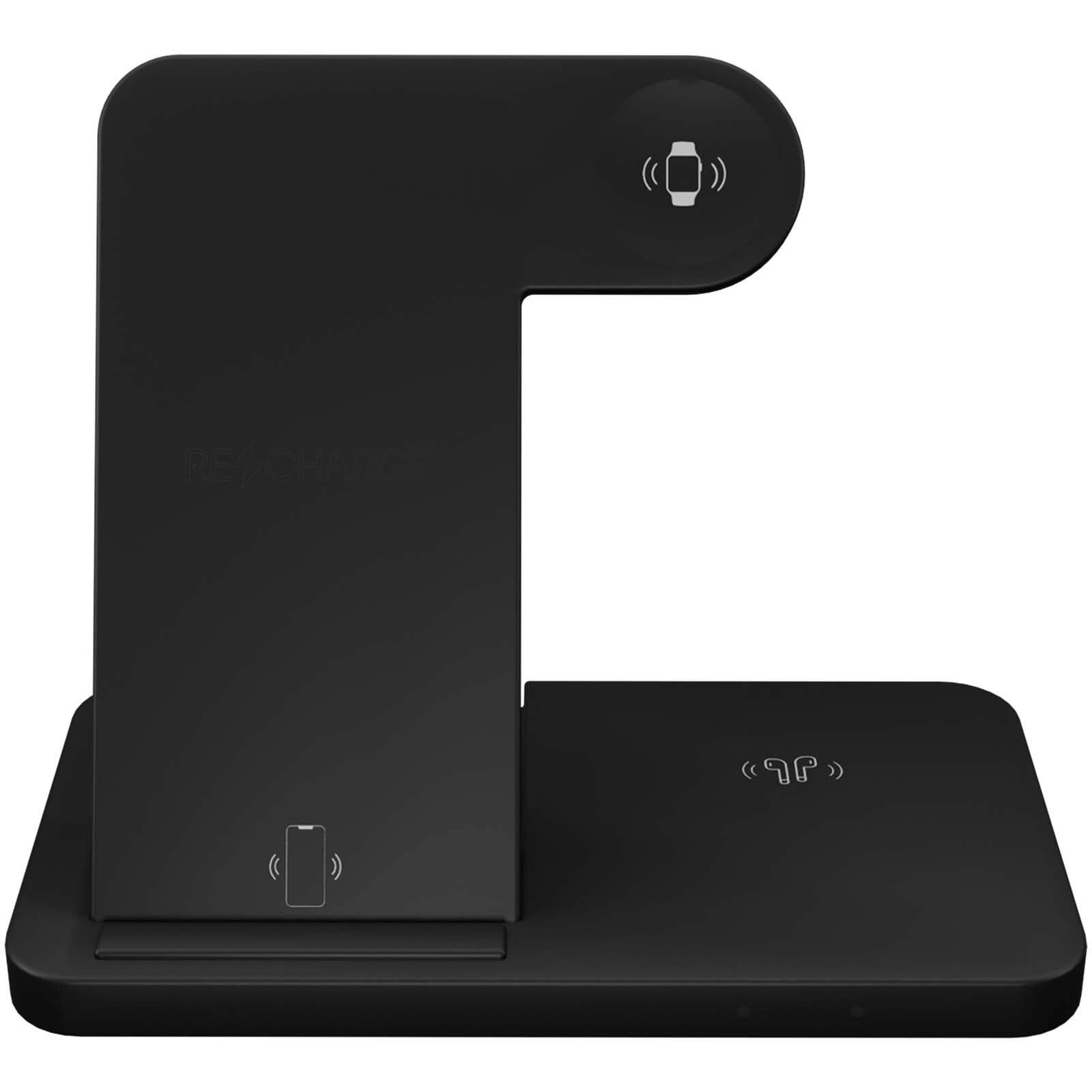 SCX.design W28 kabellose 3-in-1 Ladestation kabellos mit Telefonständer und Leuchtlogo - schwarz-218