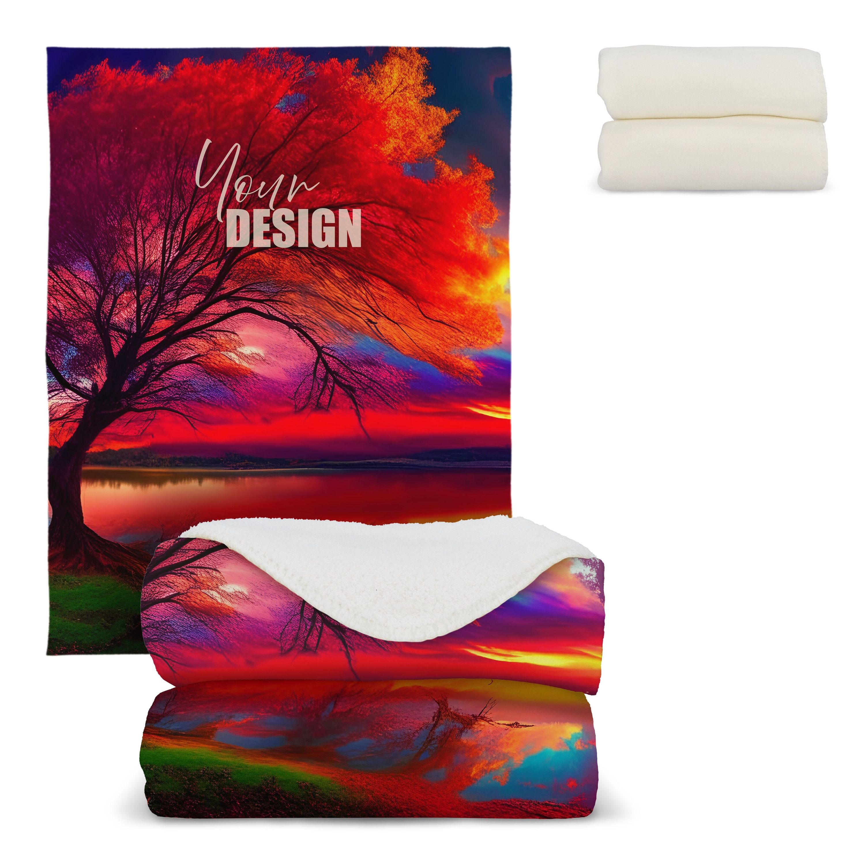 Sherpa-Fleece-Decke OEKO-TEX®  Sublimation 130 x 170 cm 510 g/m² - weiss-304