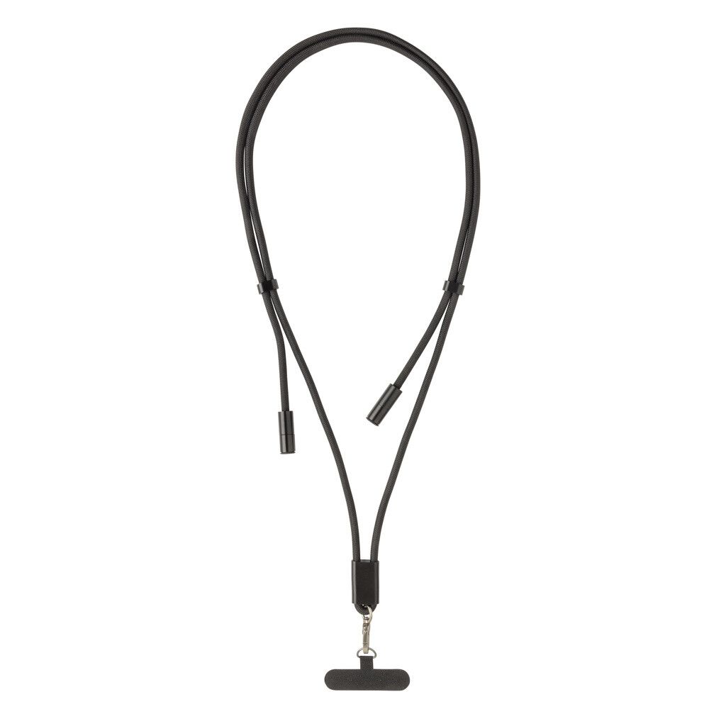 LoopAmp verstellbares 160cm 60W Telefonkabel aus RCS rPET - schwarz-313