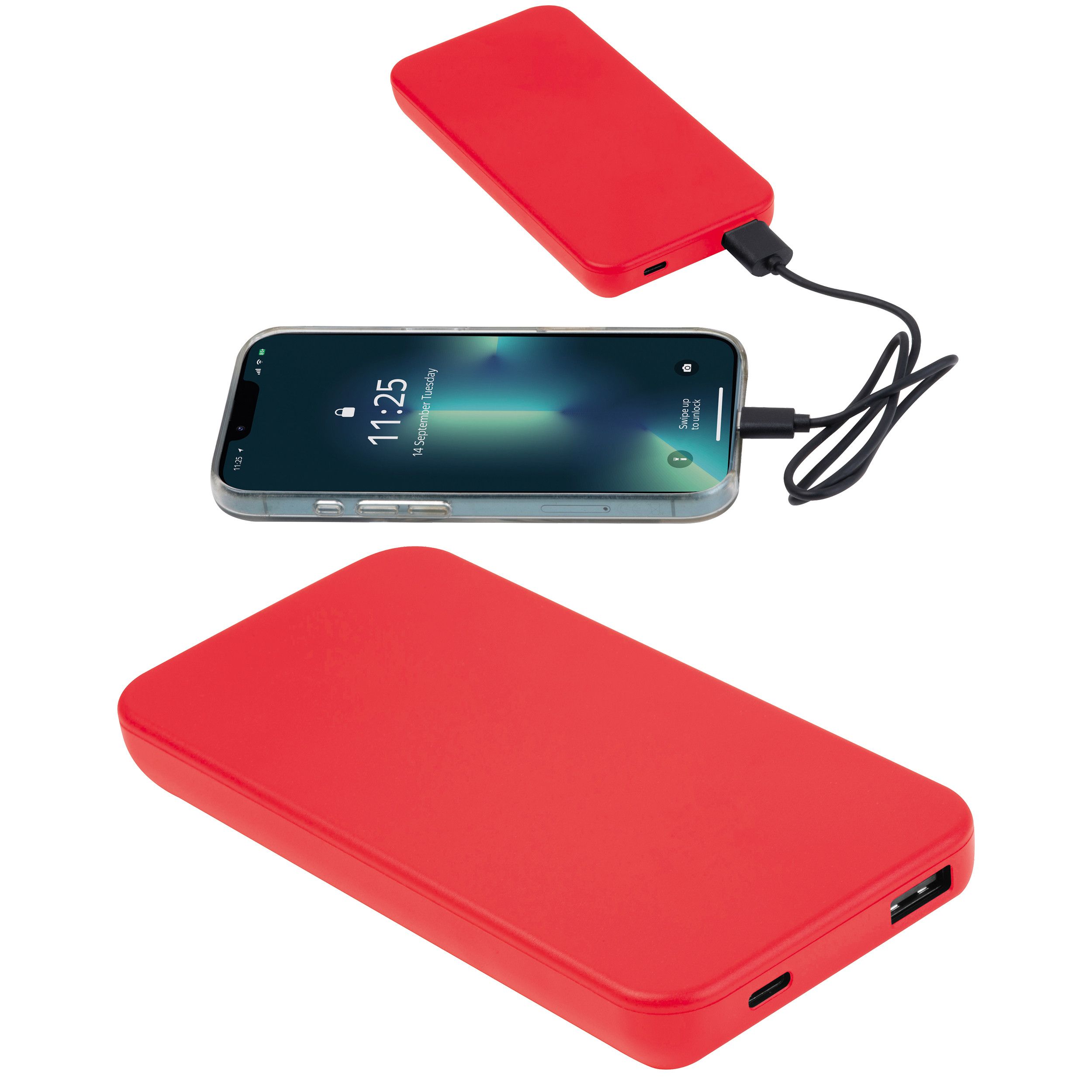 Recycelte Powerbank 10.000 mAh PRESTON - rot-477