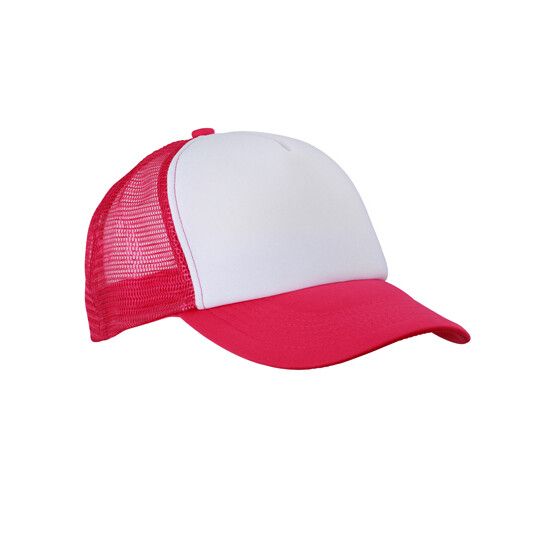 5-Panel Polyester Mesh Cap - white - magenta-924