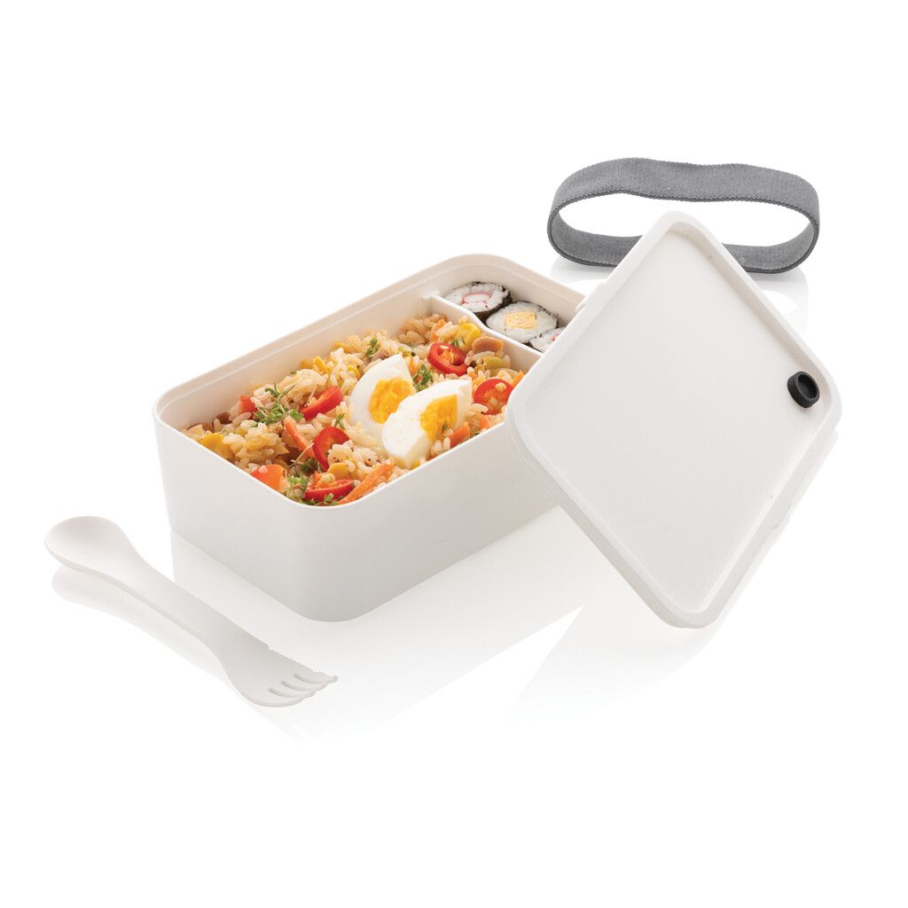 PP Lunchbox mit Göffel - weiß-638