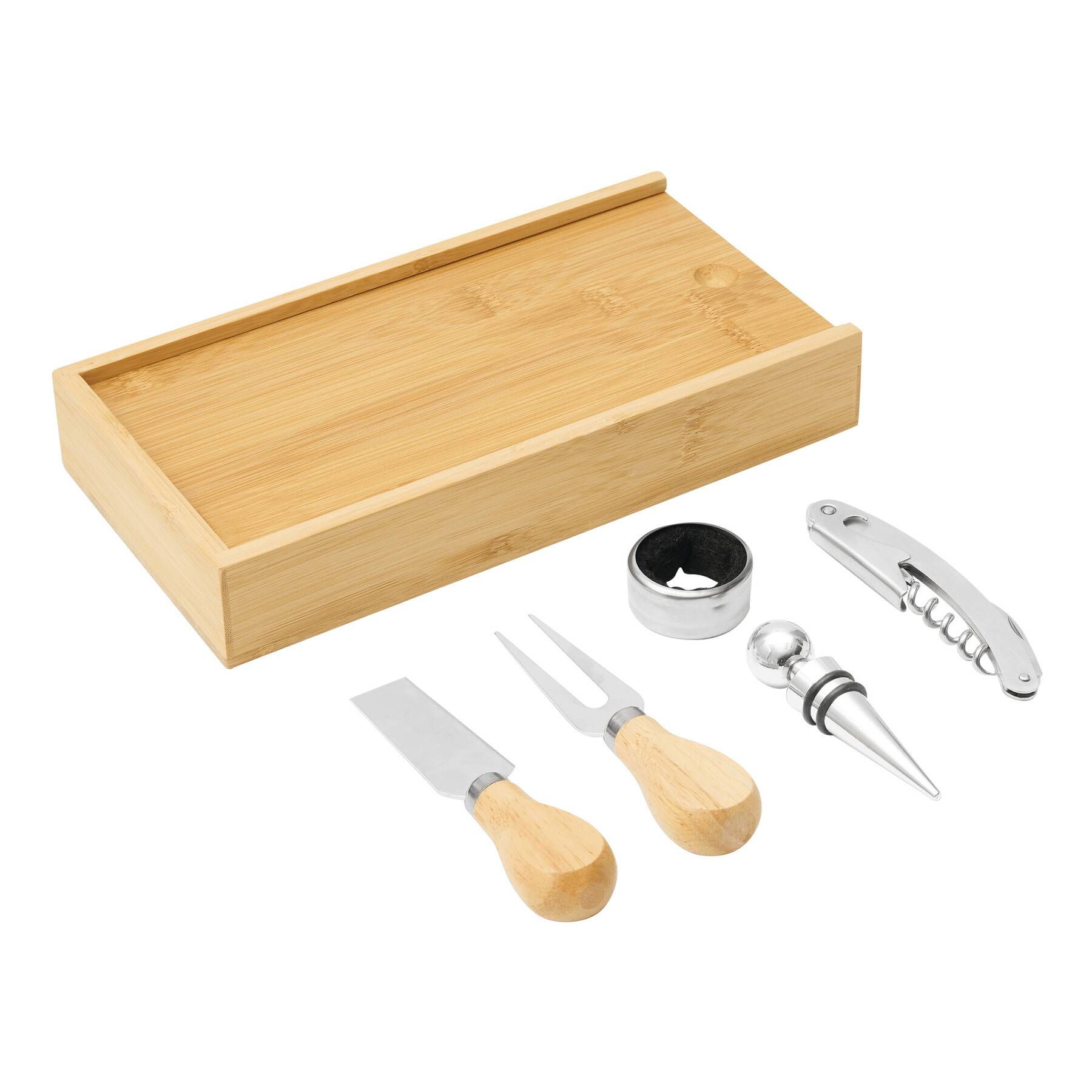 Wein- und Käseset BAMBOO WINE - braun - silber-237