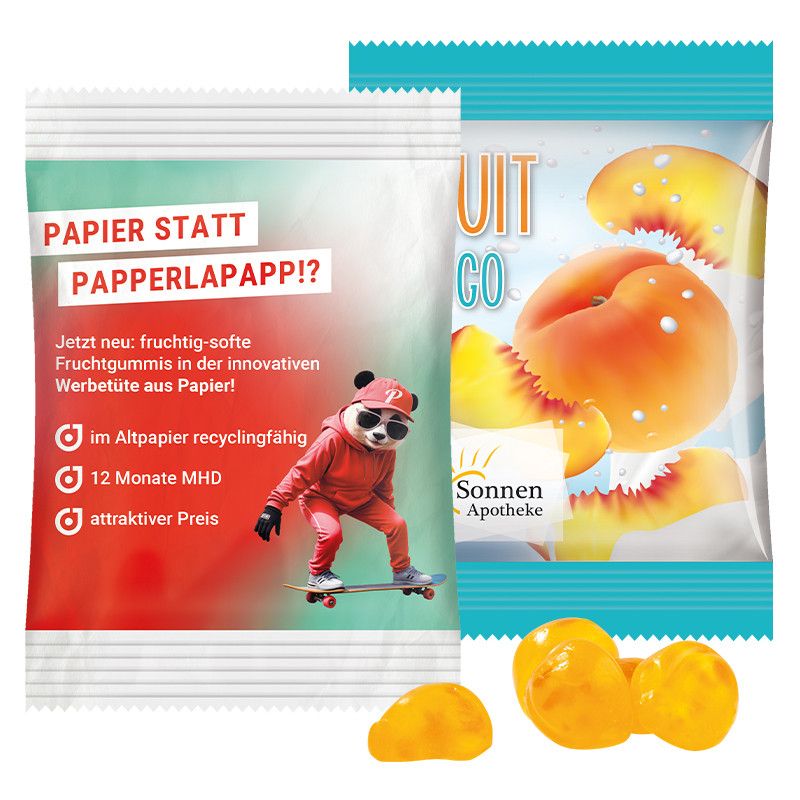 Minitüte 15 g, kompostierbare Folie weiß, Trolli Vitamin Fruchtgummi-326