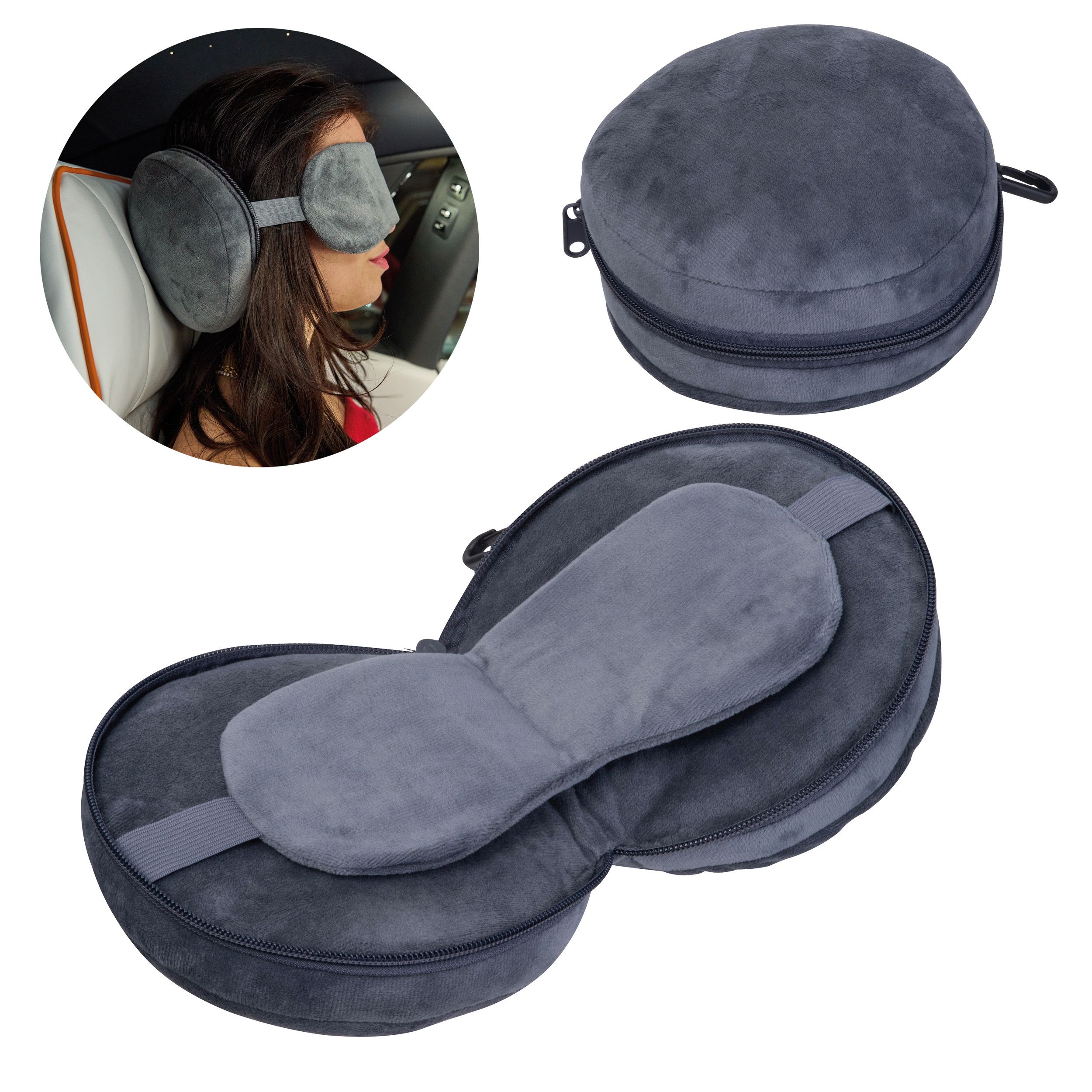 Kissen Set mit Schlafmaske JUSTYNA - anthrazit-768