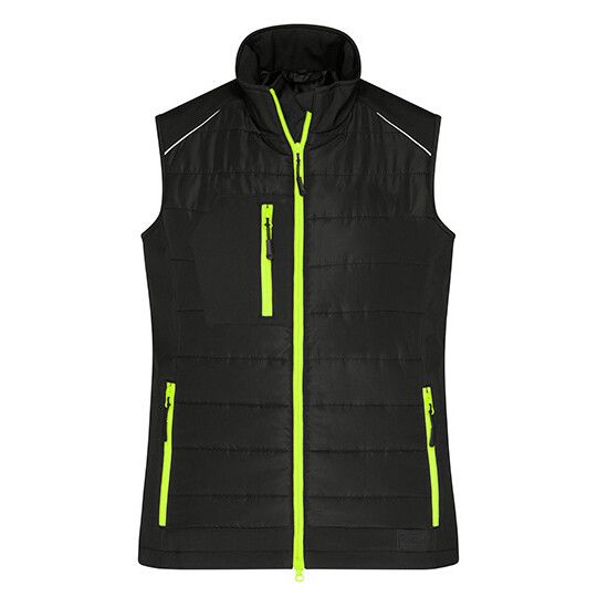 Ladies´ Hybrid Vest - black - neon yellow-420