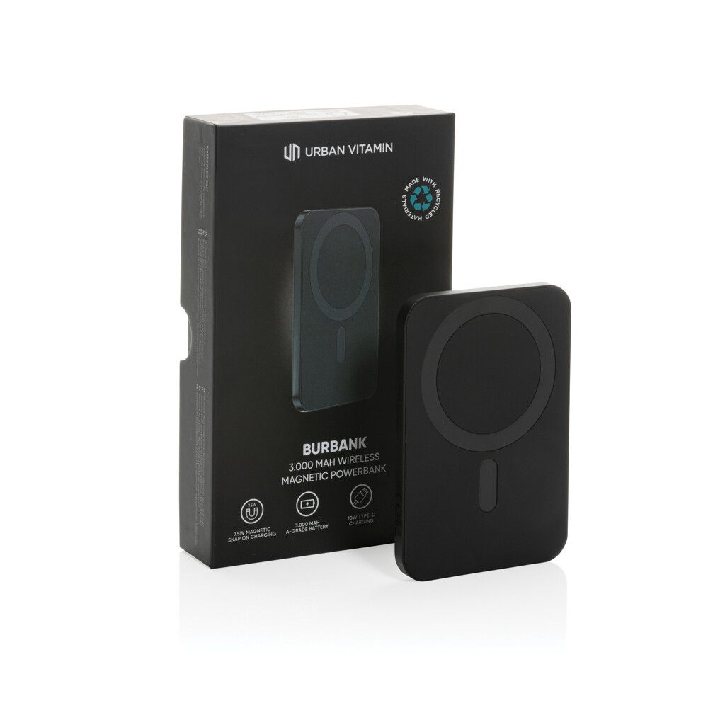 Urban Vitamin Burbank 3000mAh Powerbank aus RCS Plastik/Alu - schwarz-389