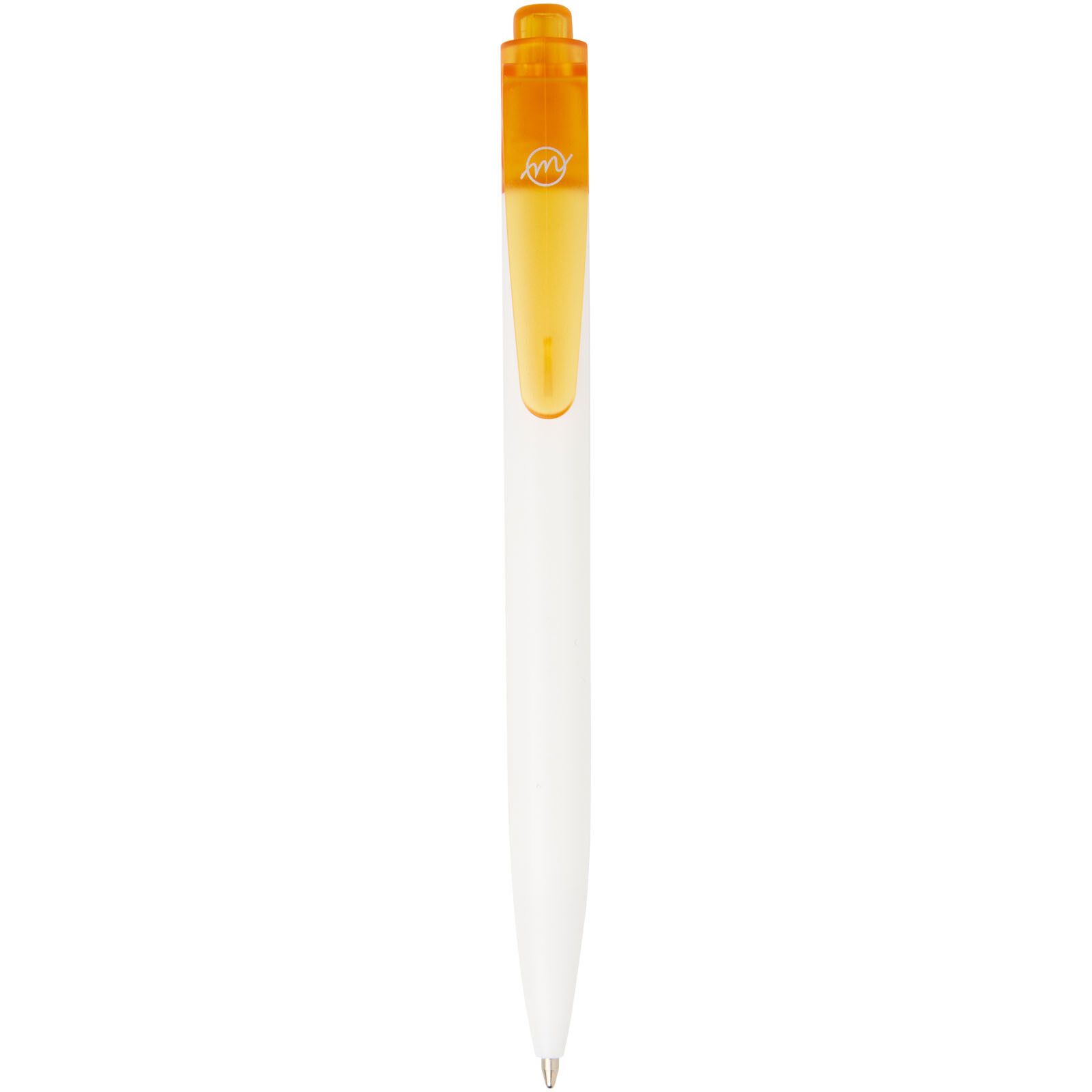 Thalaasa Kugelschreiber aus Ocean Bound-Kunststoff (schwarze Mine) - transparent orange -  weiss-119