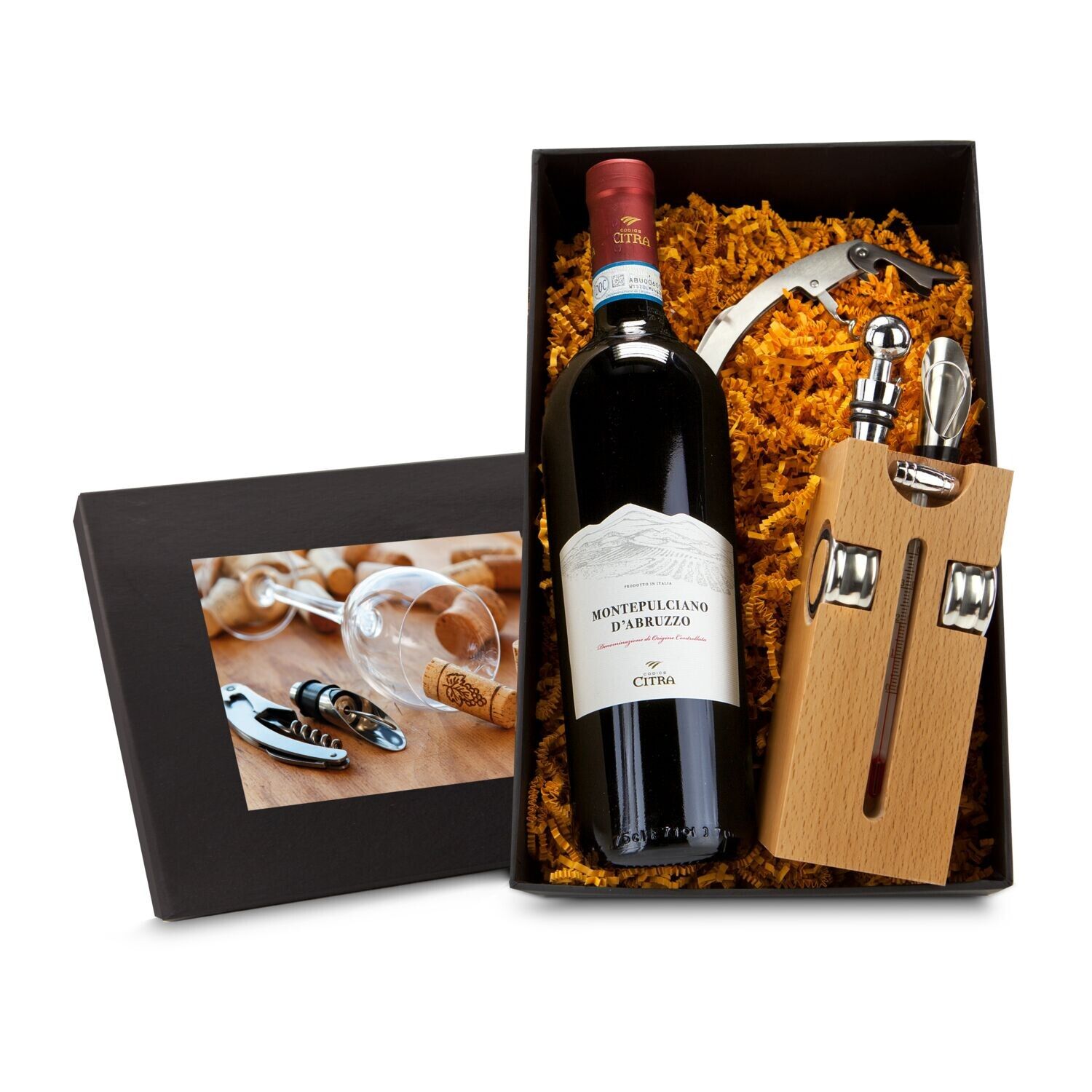 Geschenkset Buche-Block mit Wein-410