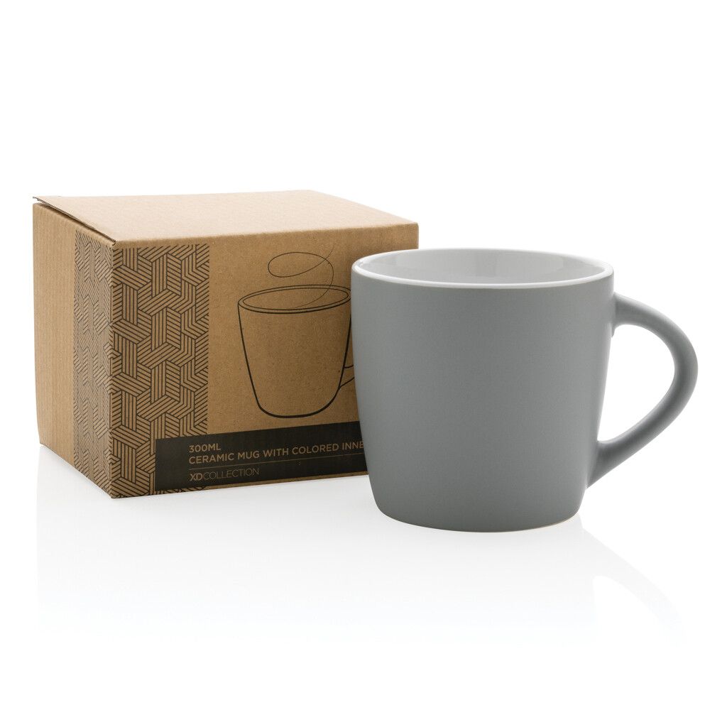 Keramiktasse innen coloriert, 300ml - grau-202