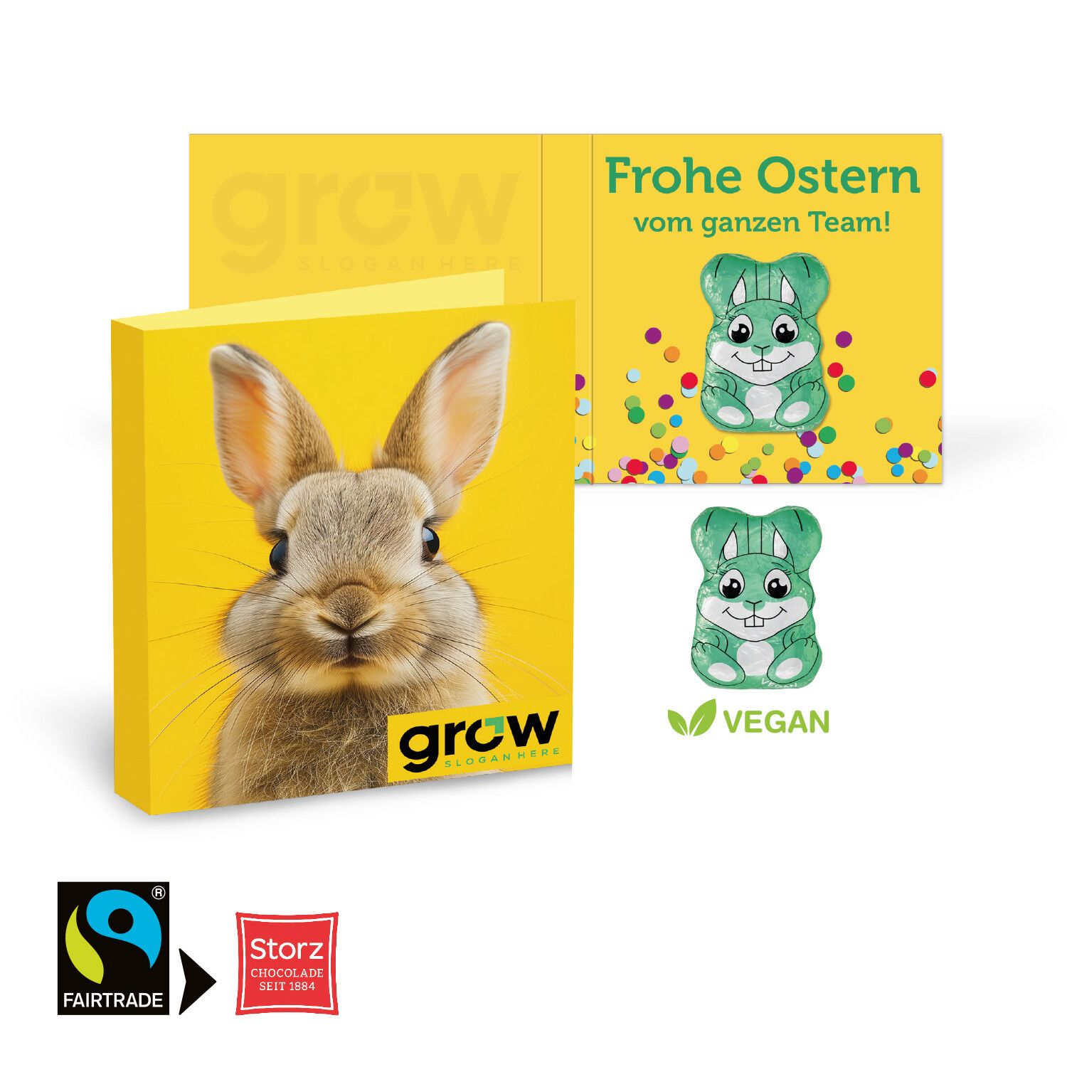Werbe-Klappkarte Osterhase Vegan-388