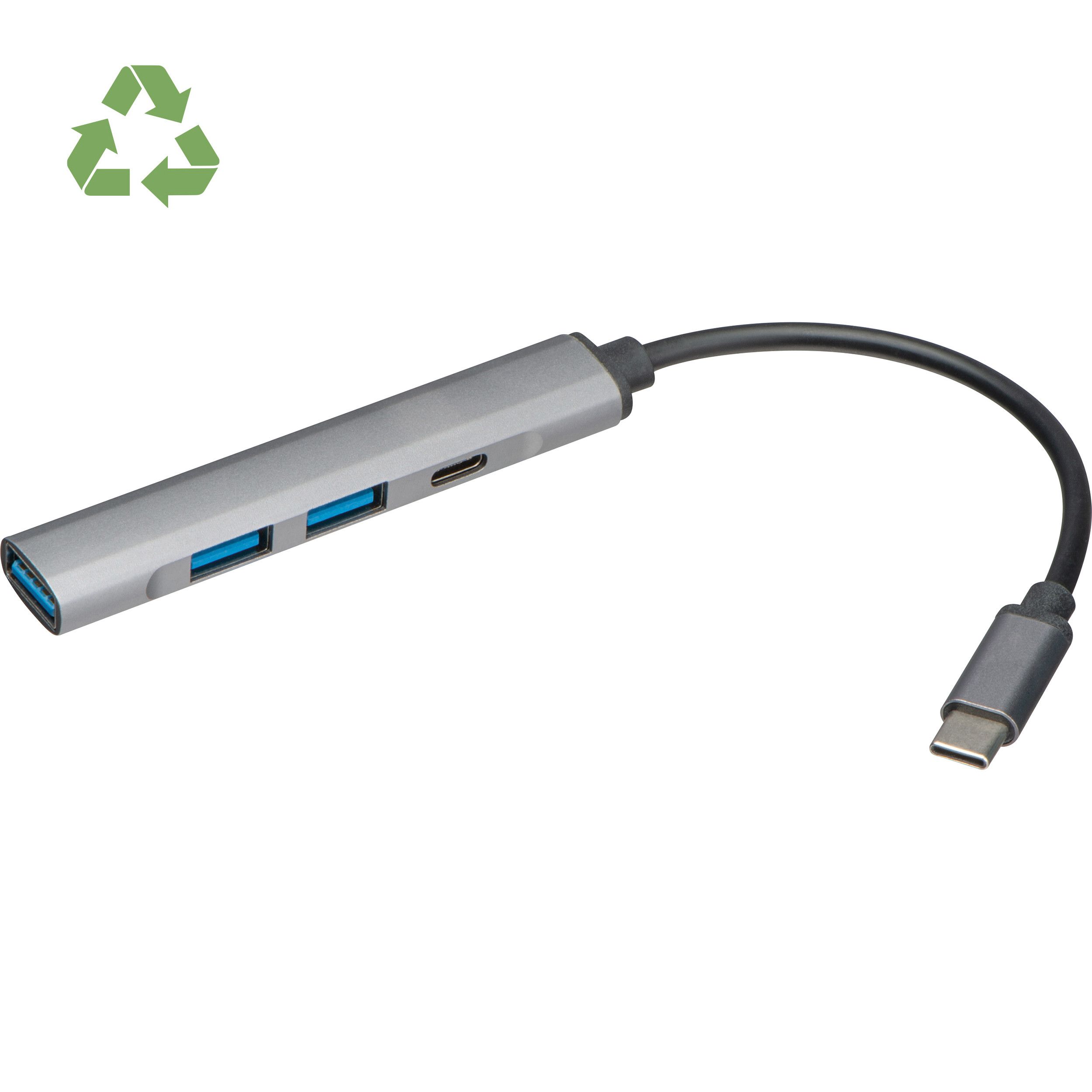 USB Hub aus recyceltem Aluminium - silbergrau-465