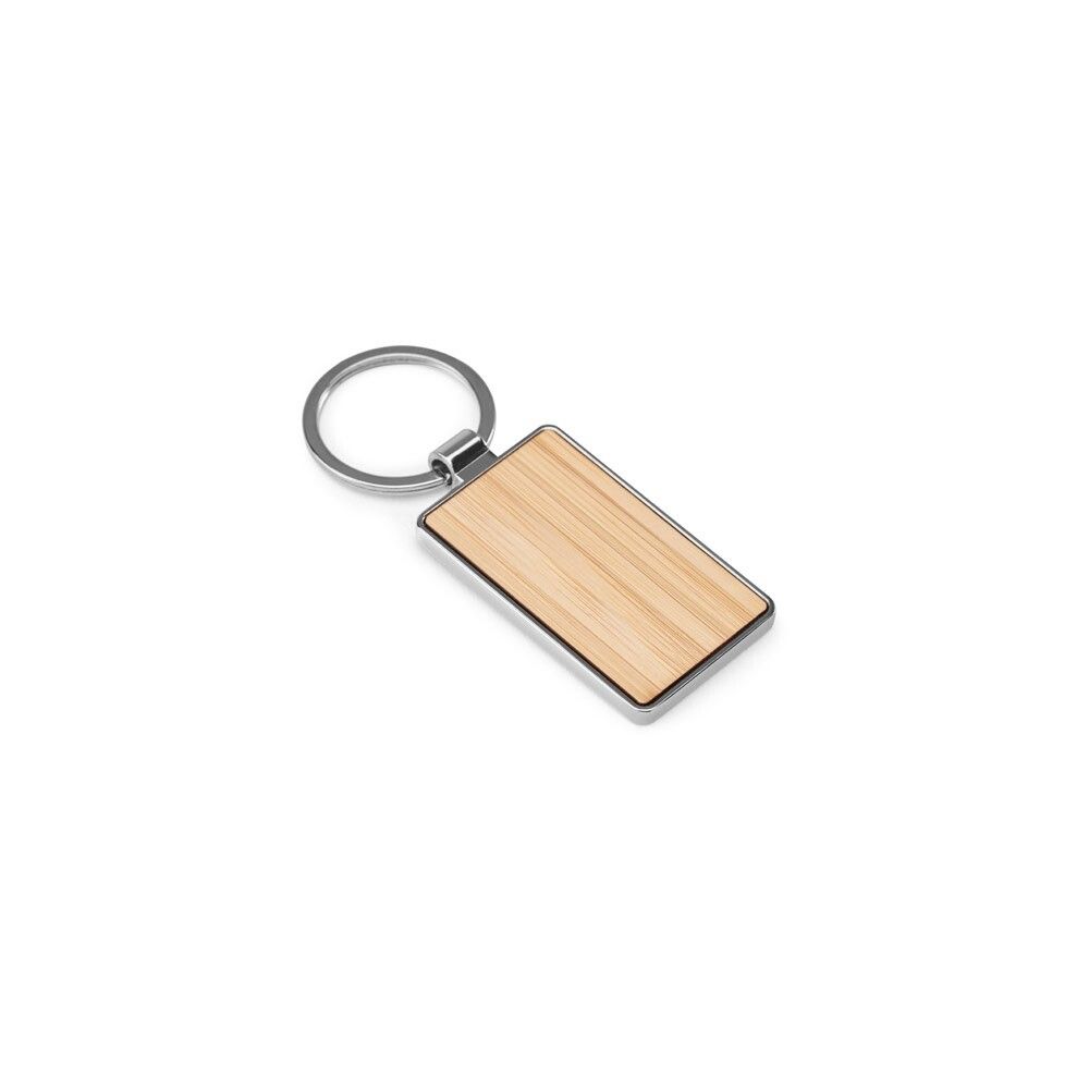 GASTON RECTANGULAR Schlüsselanhänger aus Eisen in rechteckiger Form aus Zink und Bambus - natur-599